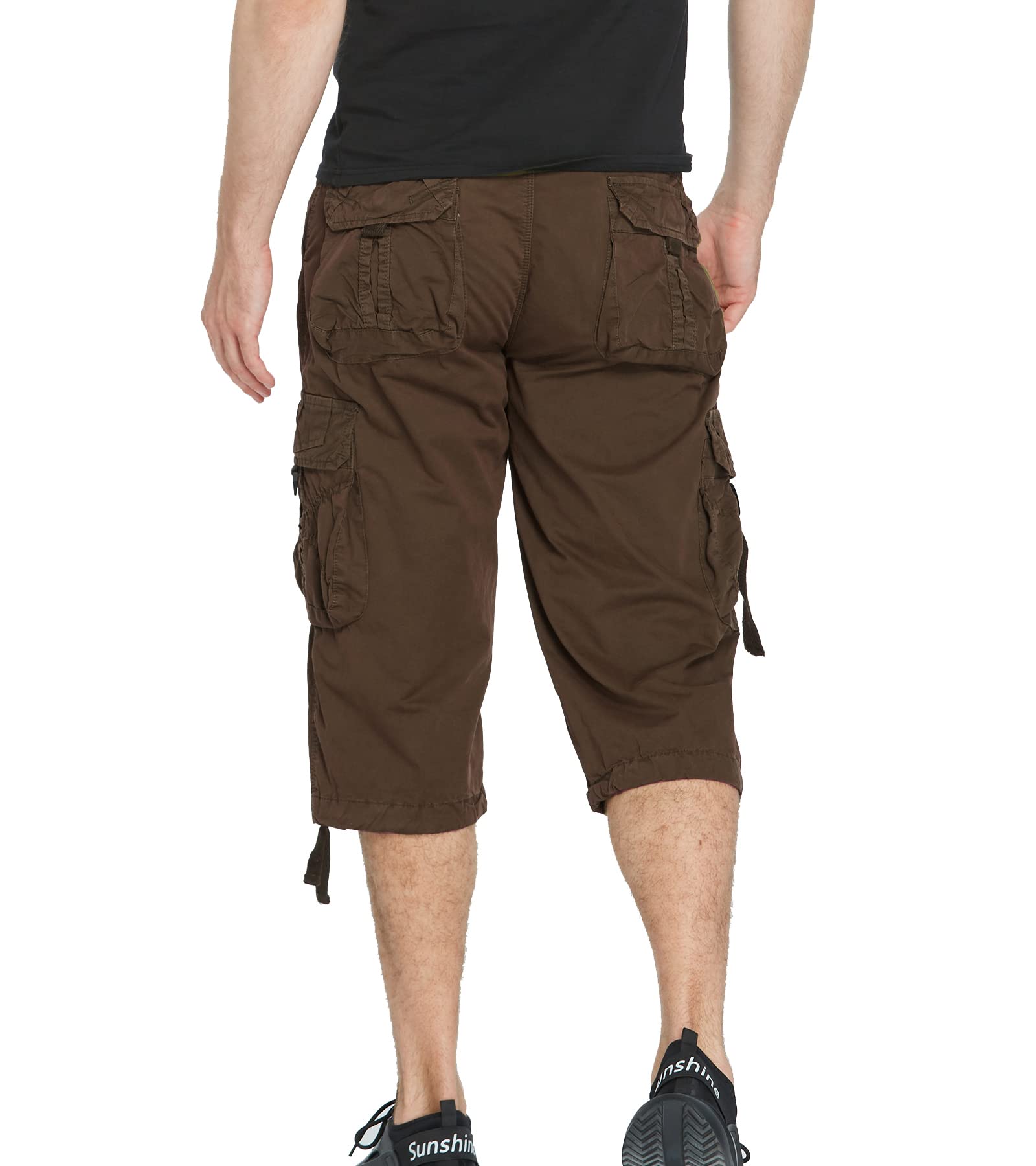 Men's 3/4 Length Cargo Shorts - Below The Knee Stretch Comfort Outdoor Hiking & Summer Casual Wear