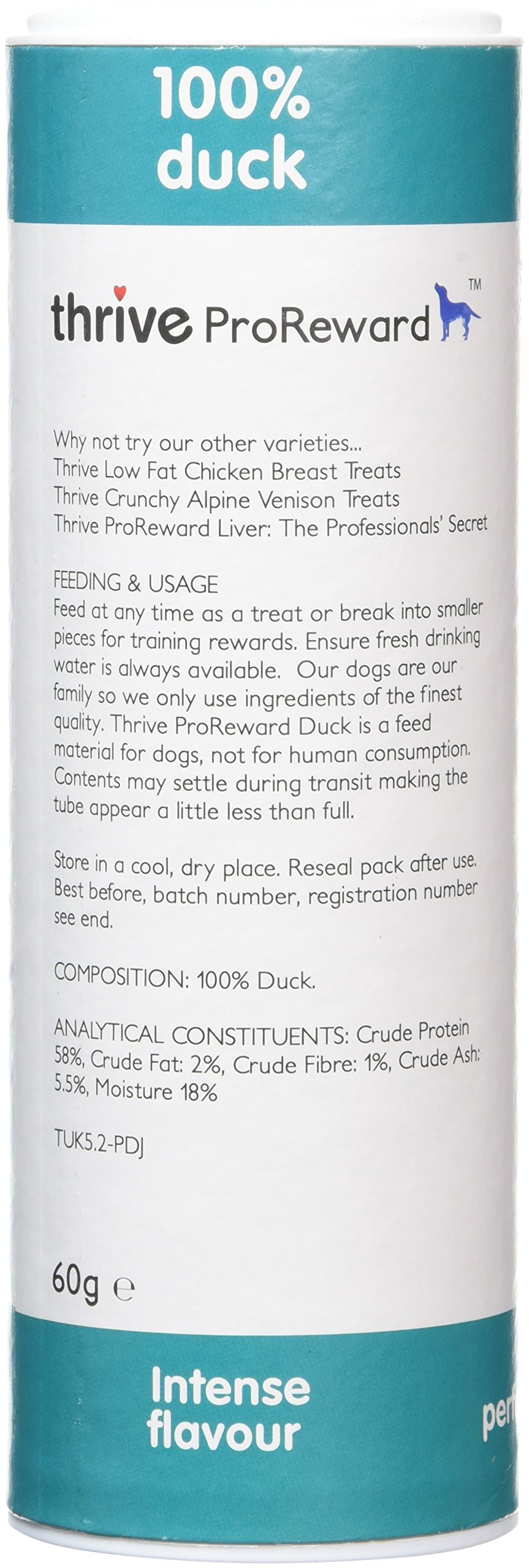 Premium ProReward 100% Natural Duck Dog Treats - 60g (Pack of 4) - High Protein Training Snacks for Small & Large Dogs - Perfect for Reward, Training & Dental Health