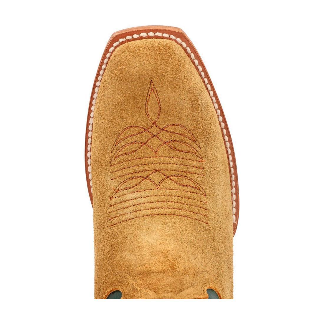 PRCA Roughout Western Boots for Men - Goldenrod & Deep Teal Cowboy Boots - Perfect for Rodeo, Horse Riding & Country Fashion