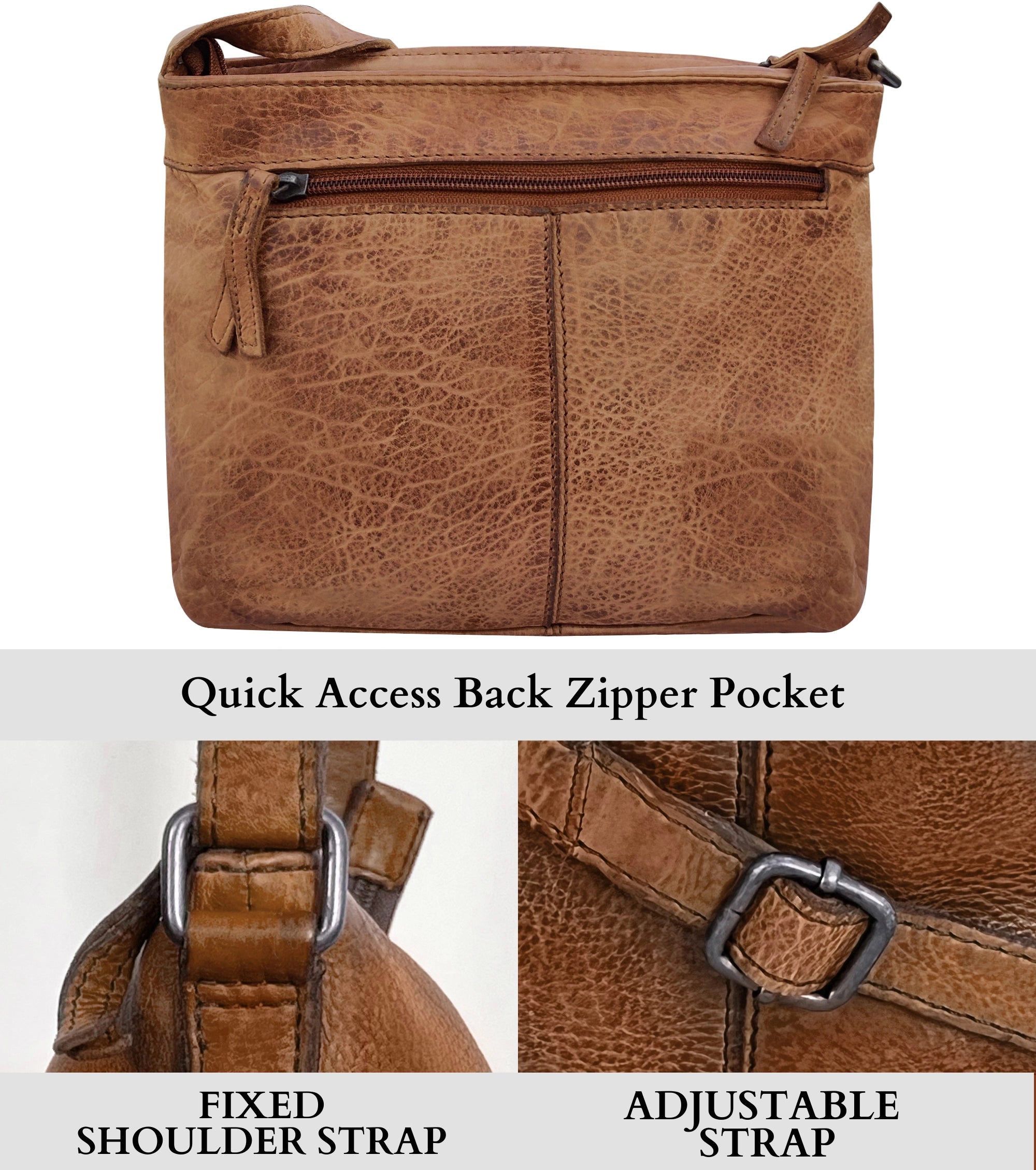 Genuine Leather Crossbody Bag for Women - Stylish & Durable Cognac Shoulder Purse - Perfect for Work, Travel & Everyday Use
