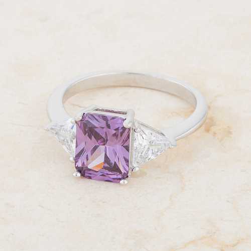 Exquisite Amethyst Rhodium Engagement Ring for Women - Elegant Vintage Wedding Band, Promise Ring, Anniversary Gift - Perfect for Proposals, Bridal Jewelry & Special Occasions