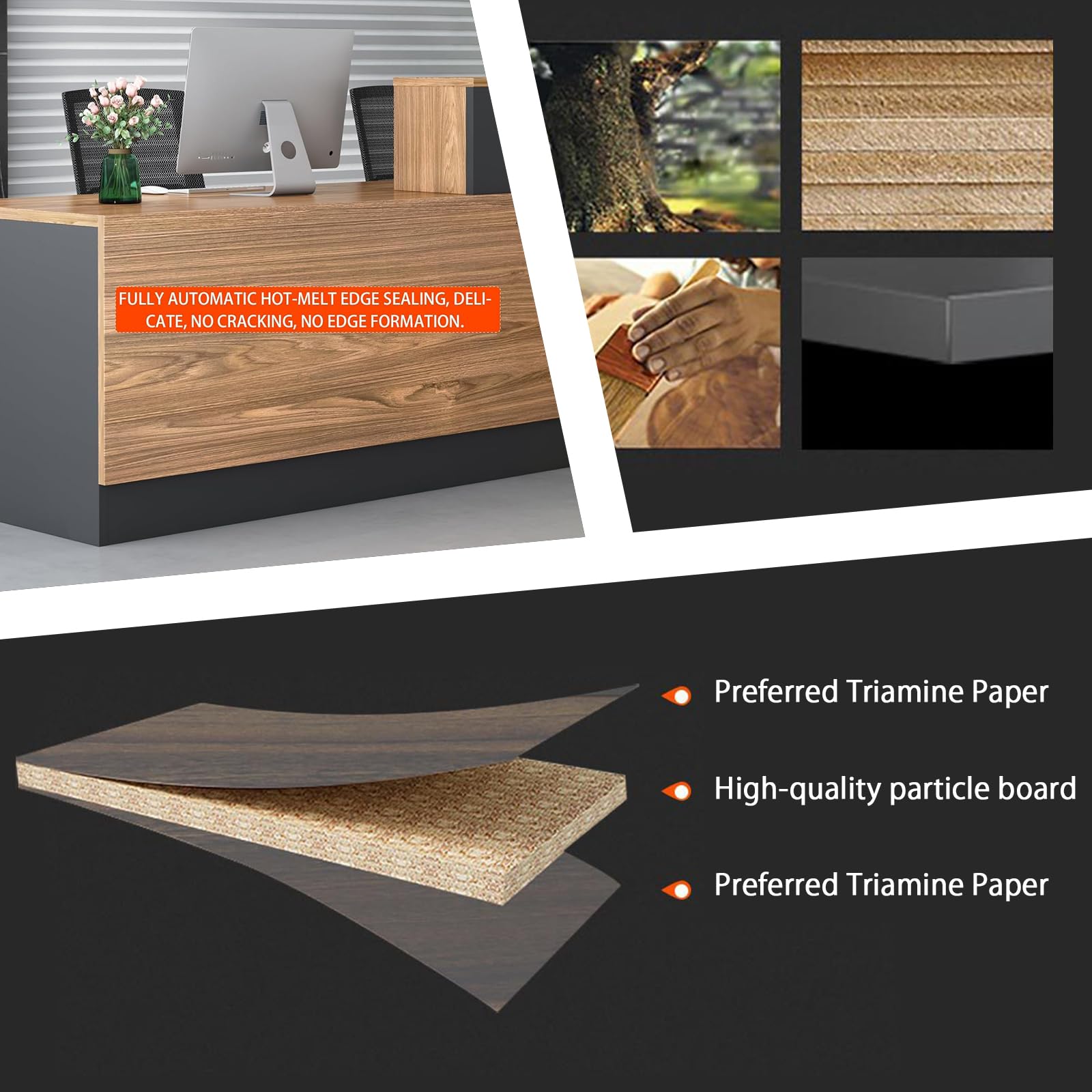 Modern L-Shaped Reception Desk - Large Wooden Commercial Receptionist Desk with Counter, Lockable Drawers & Storage Cabinet - Right Facing Office Front Desk (70.87