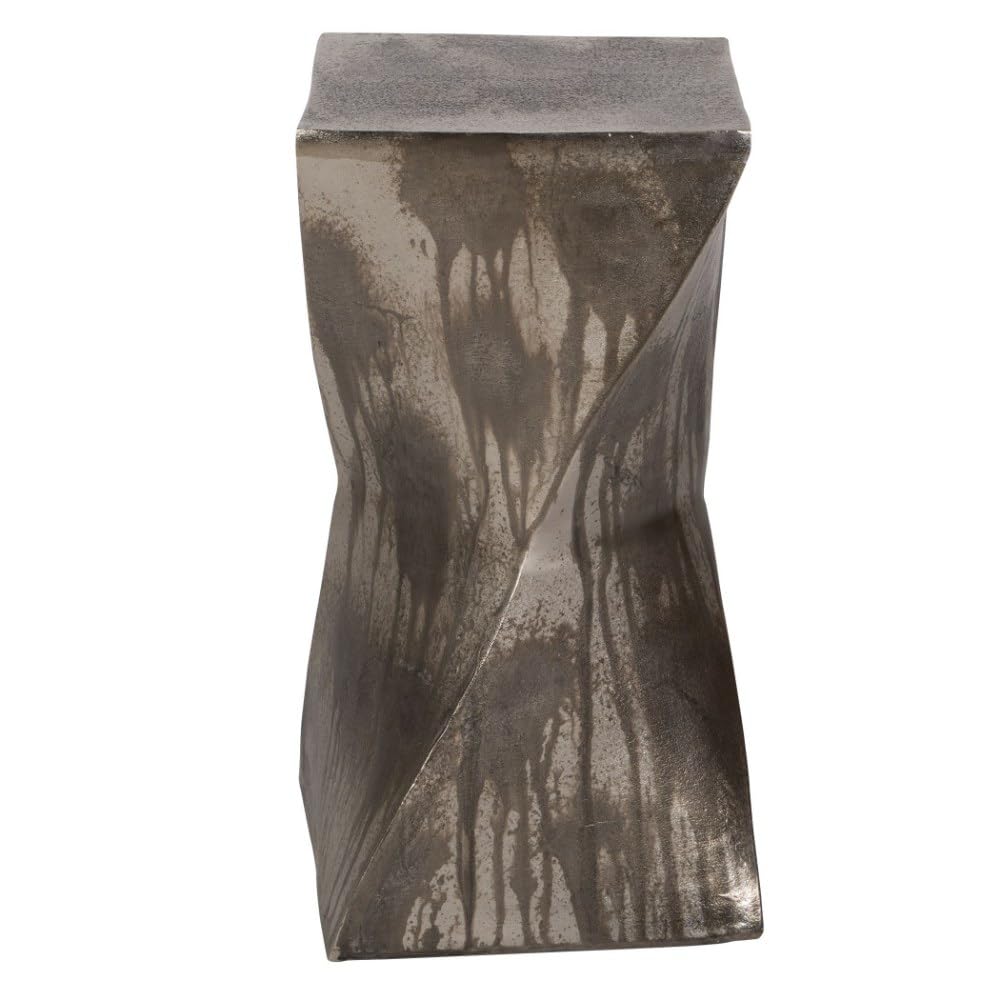 19 Inch Modern Hourglass Shape Accent Table with Distressed Details - Contemporary Side & End Table for Living Room, Bedroom, or Office (208-Bel-4190627)