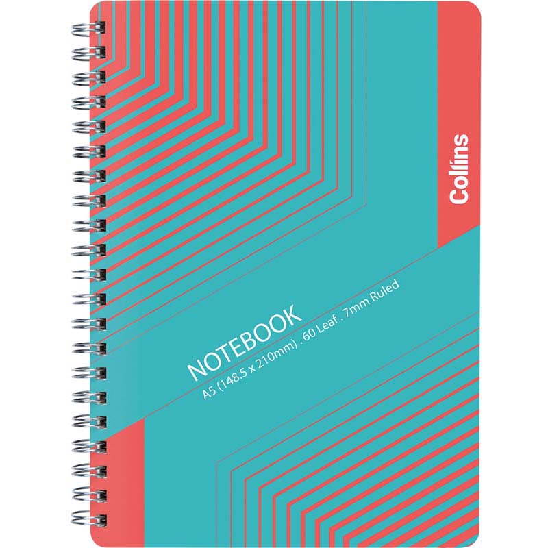 Premium A5 Collins Notebook - Spiral Bound, 80 Sheets, College Ruled Paper for School, Office & Journaling - Perfect for Students, Professionals & Creative Writing