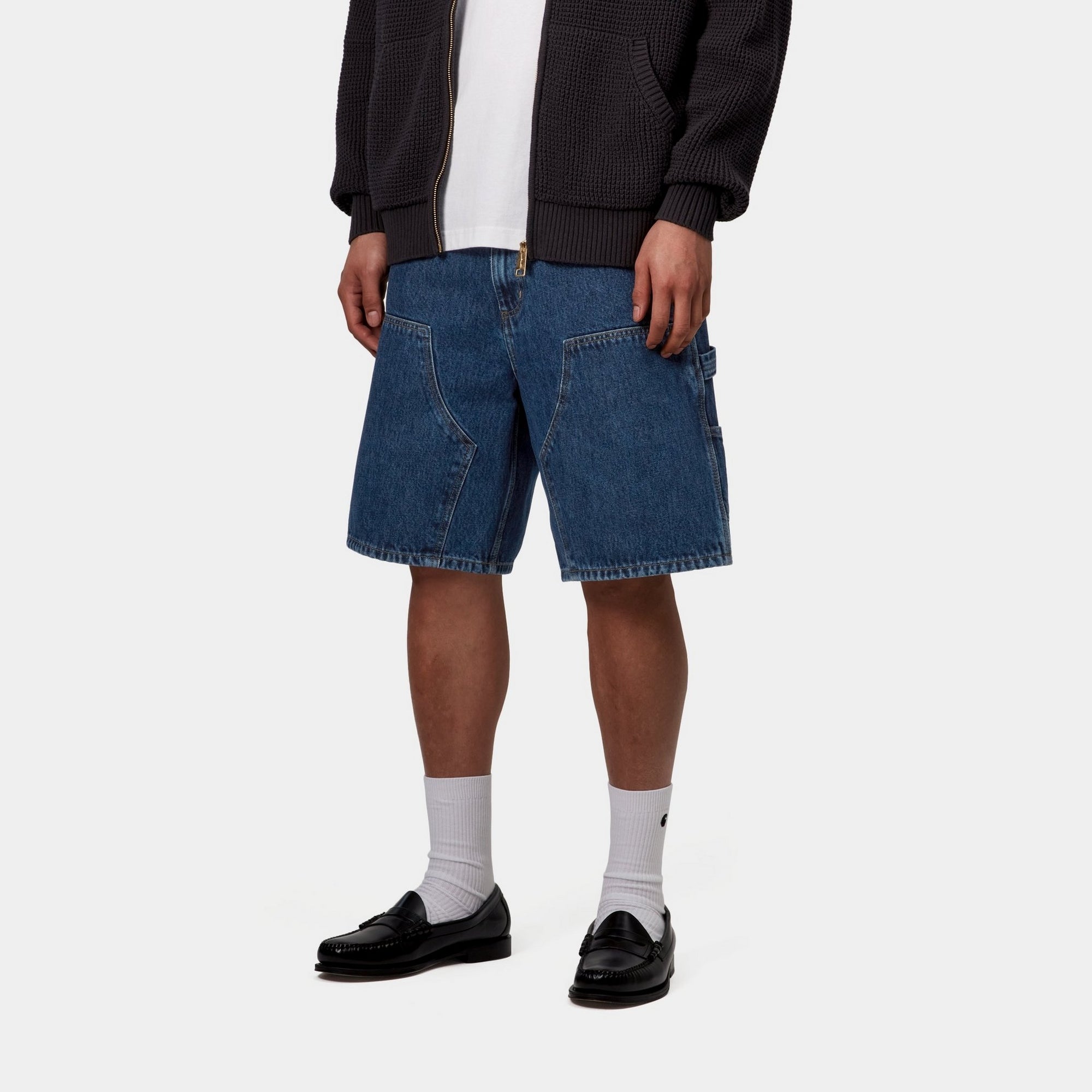 Double Knee Denim Shorts for Men - Stone Washed Blue Jeans | Casual Wear, Summer Outfits & Street Style