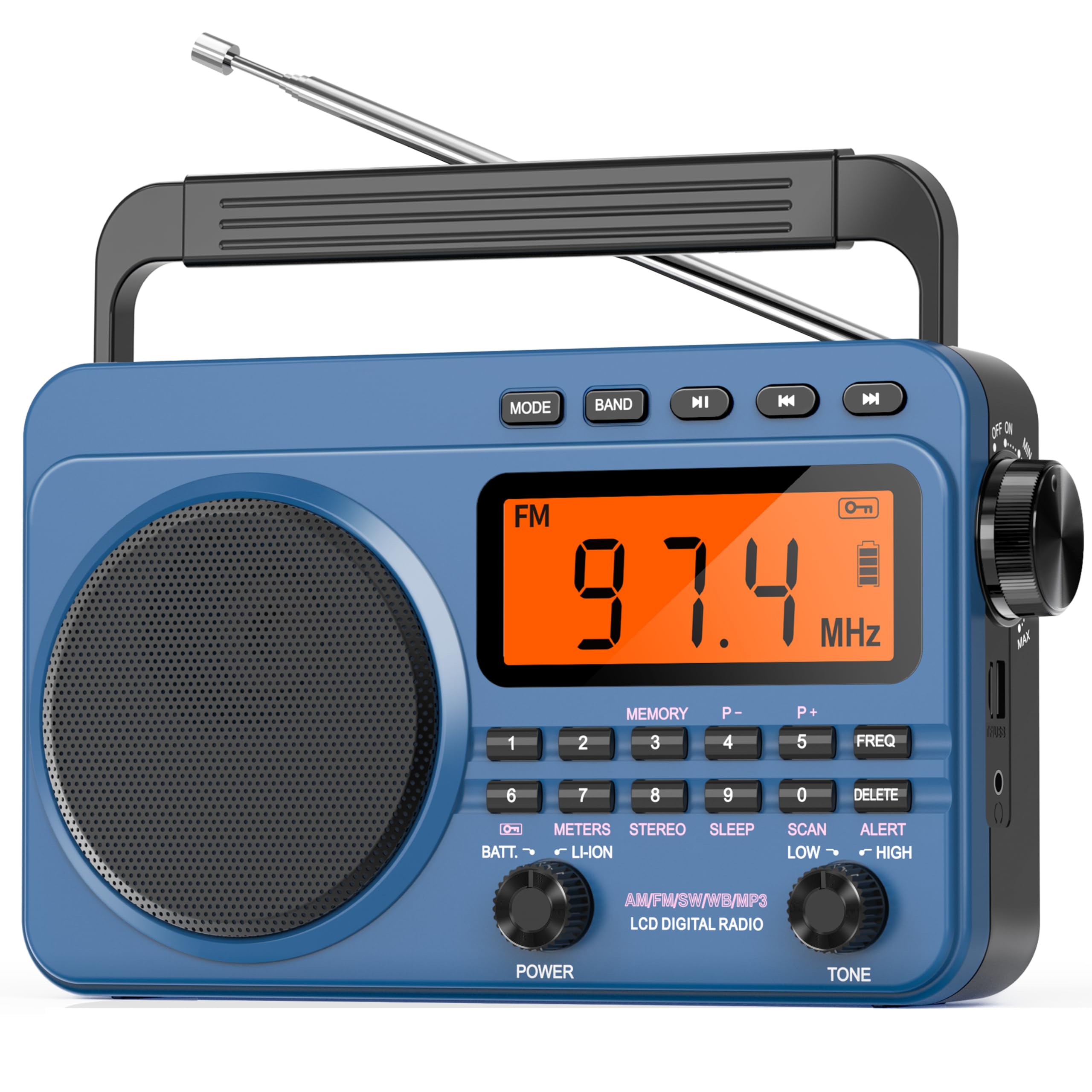 Best Digital AM/FM/Shortwave Radio with NOAA Weather Alert - 4000mAh Rechargeable Portable Radio with Superior Reception, Big Speaker & Digital Tuner - Supports Micro SD/USB MP3 Playback - Perfect for Emergency Preparedness, Outdoor Adventures & Home Use