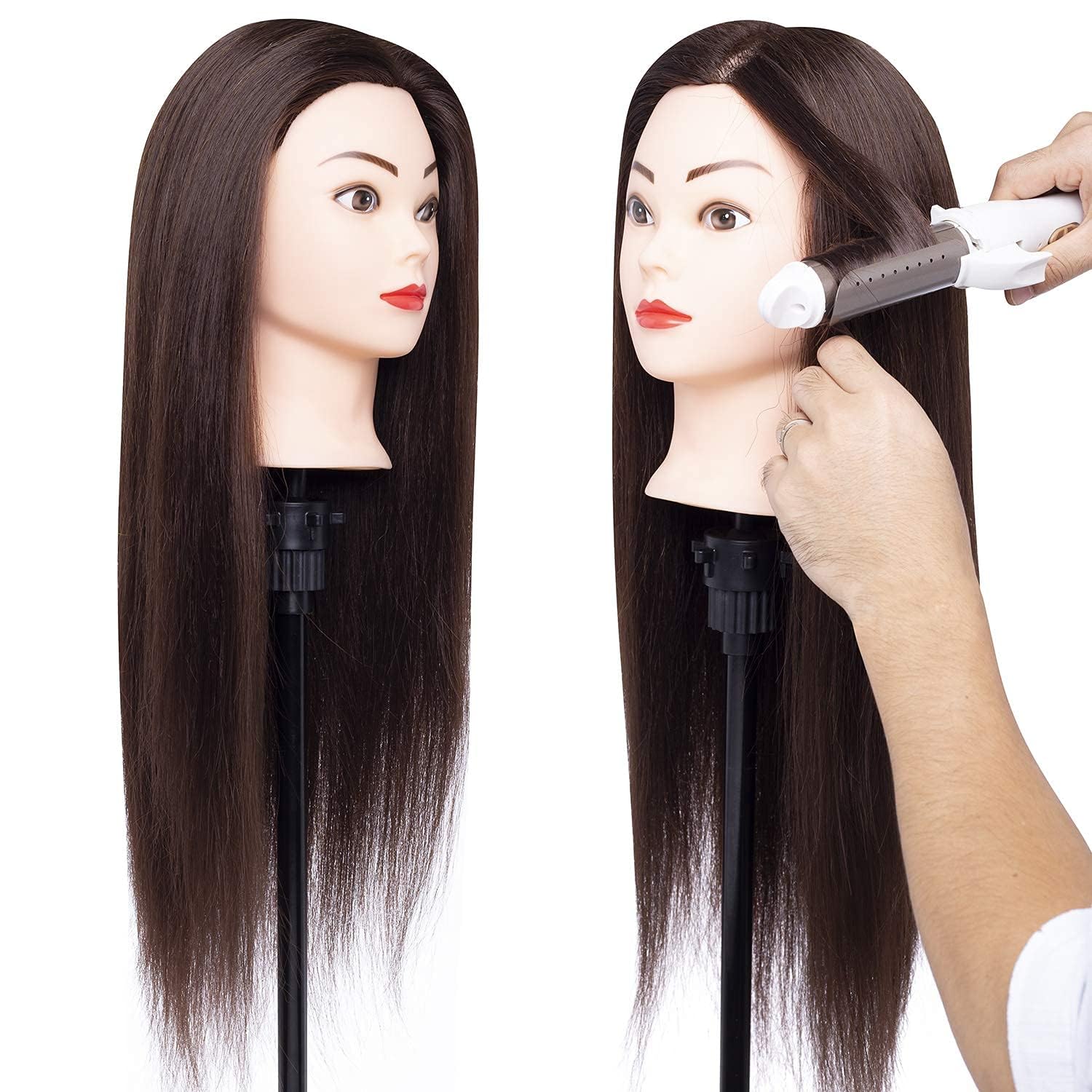 Professional Makeup & Hairstyling Training Head - Dark Brown Mannequin for Salon Practice, Cosmetology Students & Beauty Enthusiasts | Perfect for Makeup Application, Hair Cutting, Styling & Coloring Practice