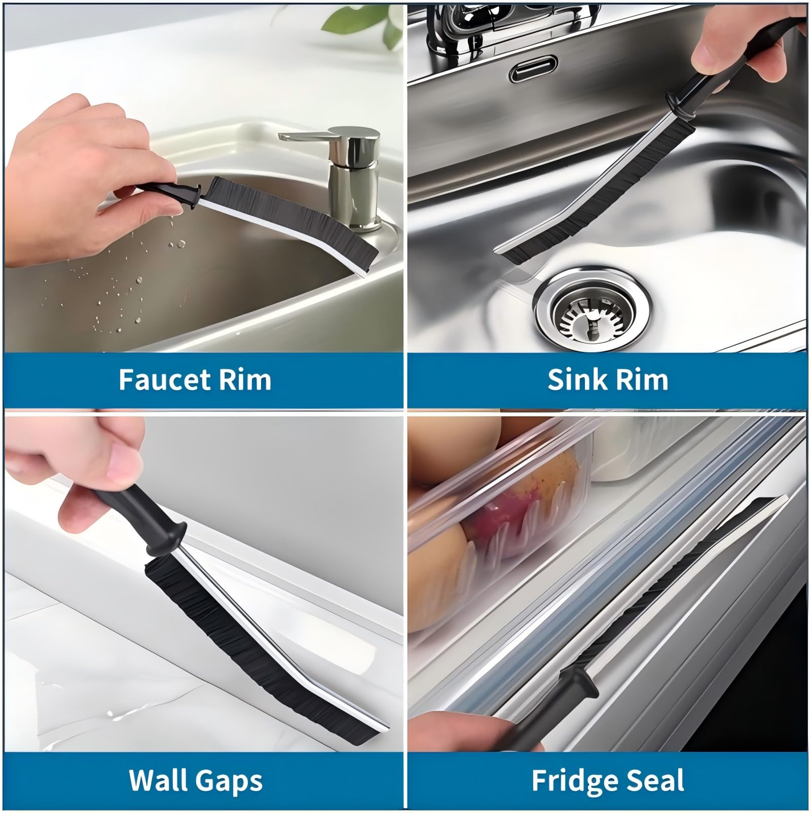 Hard Bristle Crevice Cleaning Brush - Rotating Scrub Brush for Tough Stains, Multi-Purpose Cleaning Tool for Bathroom, Kitchen, Tiles & Grout - Perfect for Household Deep Cleaning & Hard-to-Reach Areas