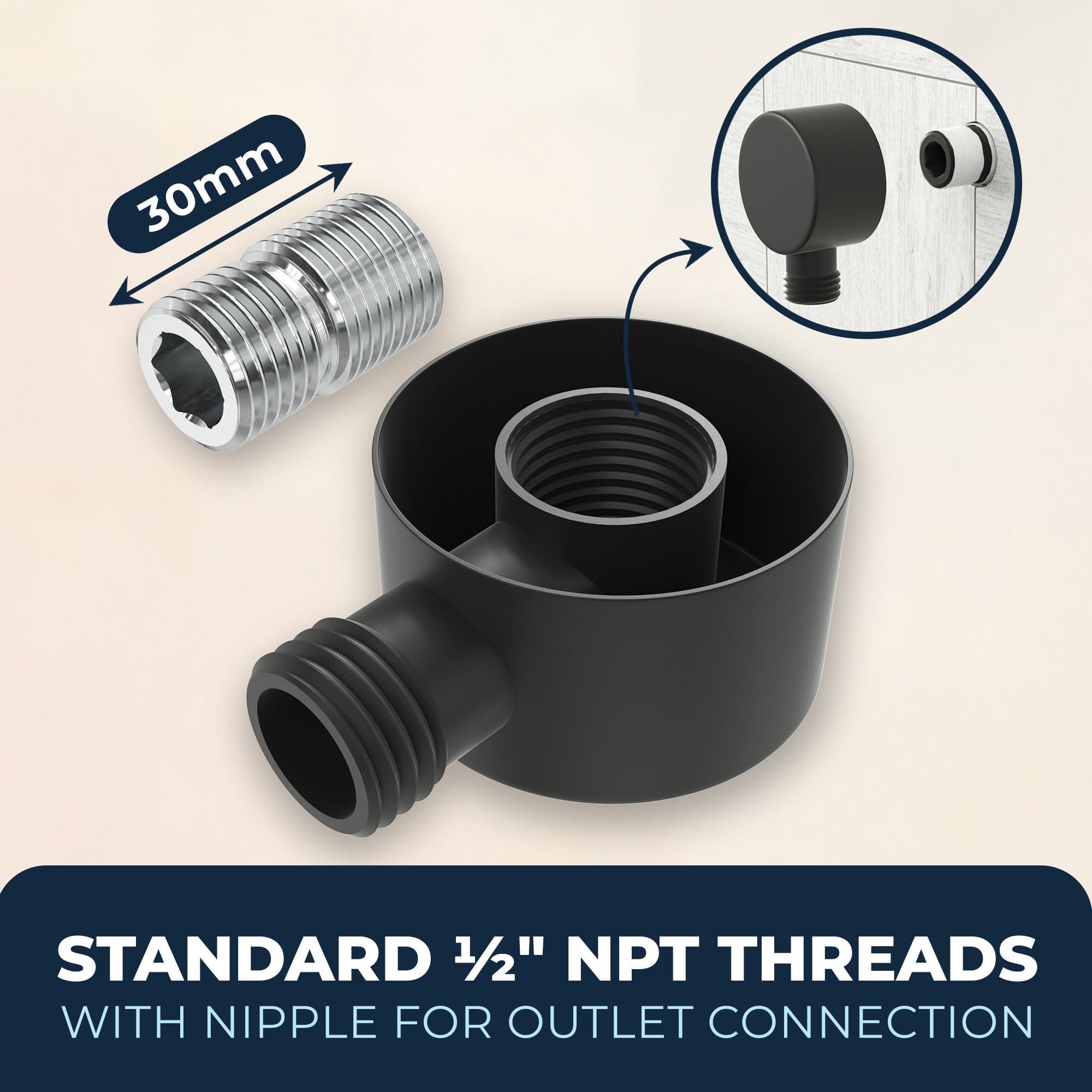Stainless Steel Drop Ell Wall Mount Elbow - Heavy Duty Shower Hose Connector for Bathroom & Kitchen Faucets - Perfect for Handheld Shower Heads and Sprayer Installations