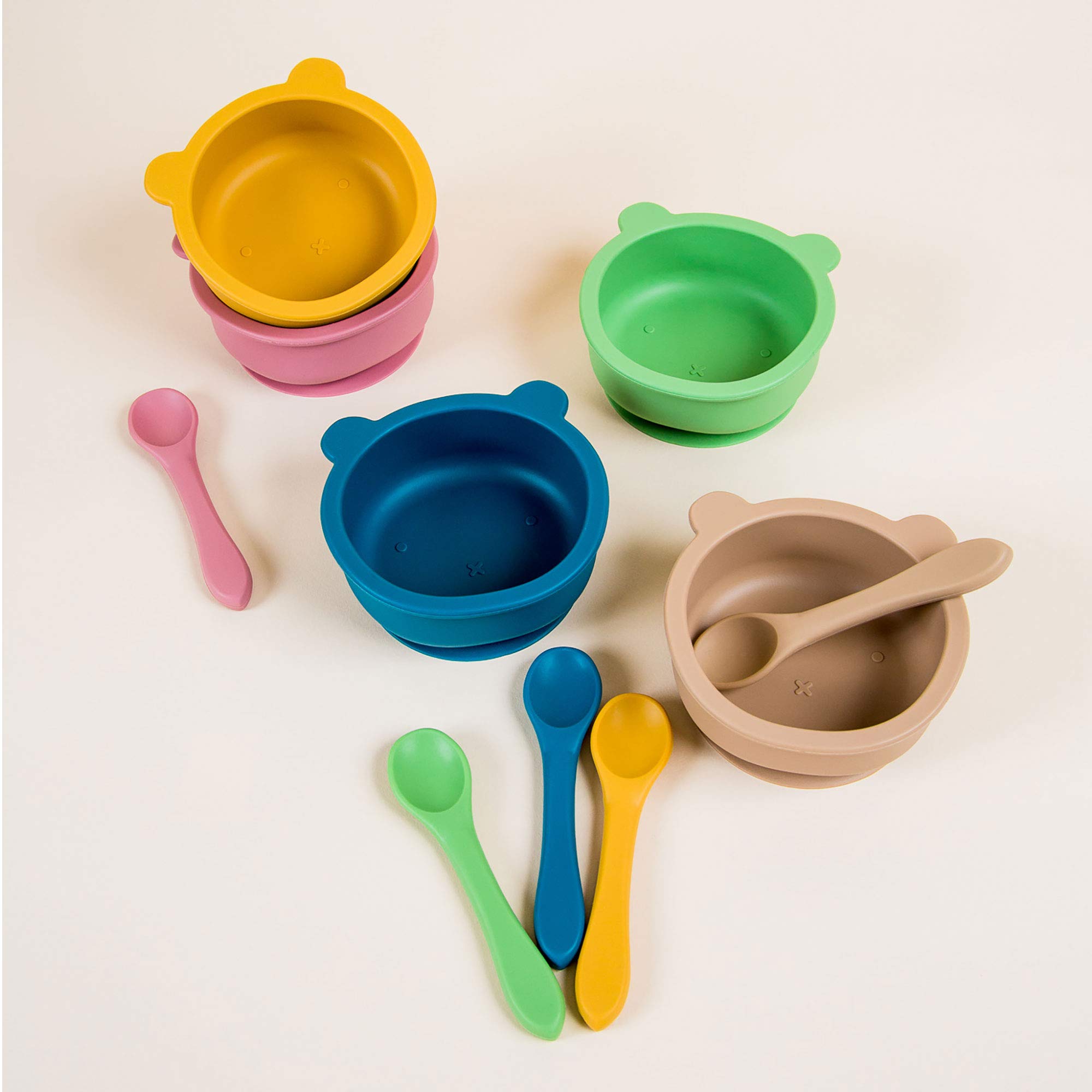 Baby & Toddler Feeding Set - BPA-Free Silicone Suction Bowl with Spoon for Girls & Boys - Microwave Safe, Non-Slip Infant Mealtime Essentials - Perfect for High Chairs, Travel & Mess-Free Feeding (Mint Green, 1 Set)