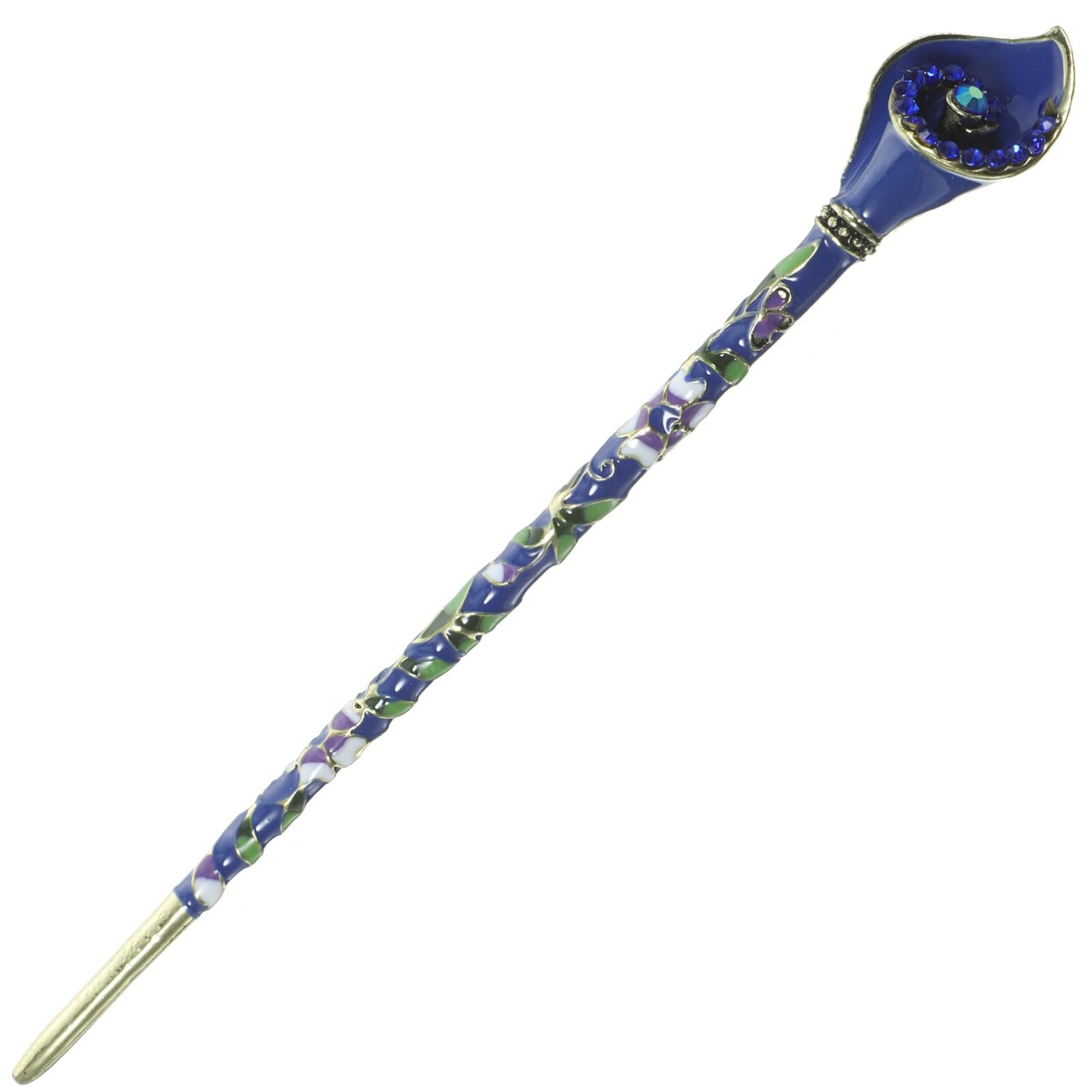 Vintage Chinese Hair Chopsticks - Ancient Metal Hair Sticks with Floral Design for Women (Blue) | Perfect for Weddings, Cosplay, and Traditional Hairstyles