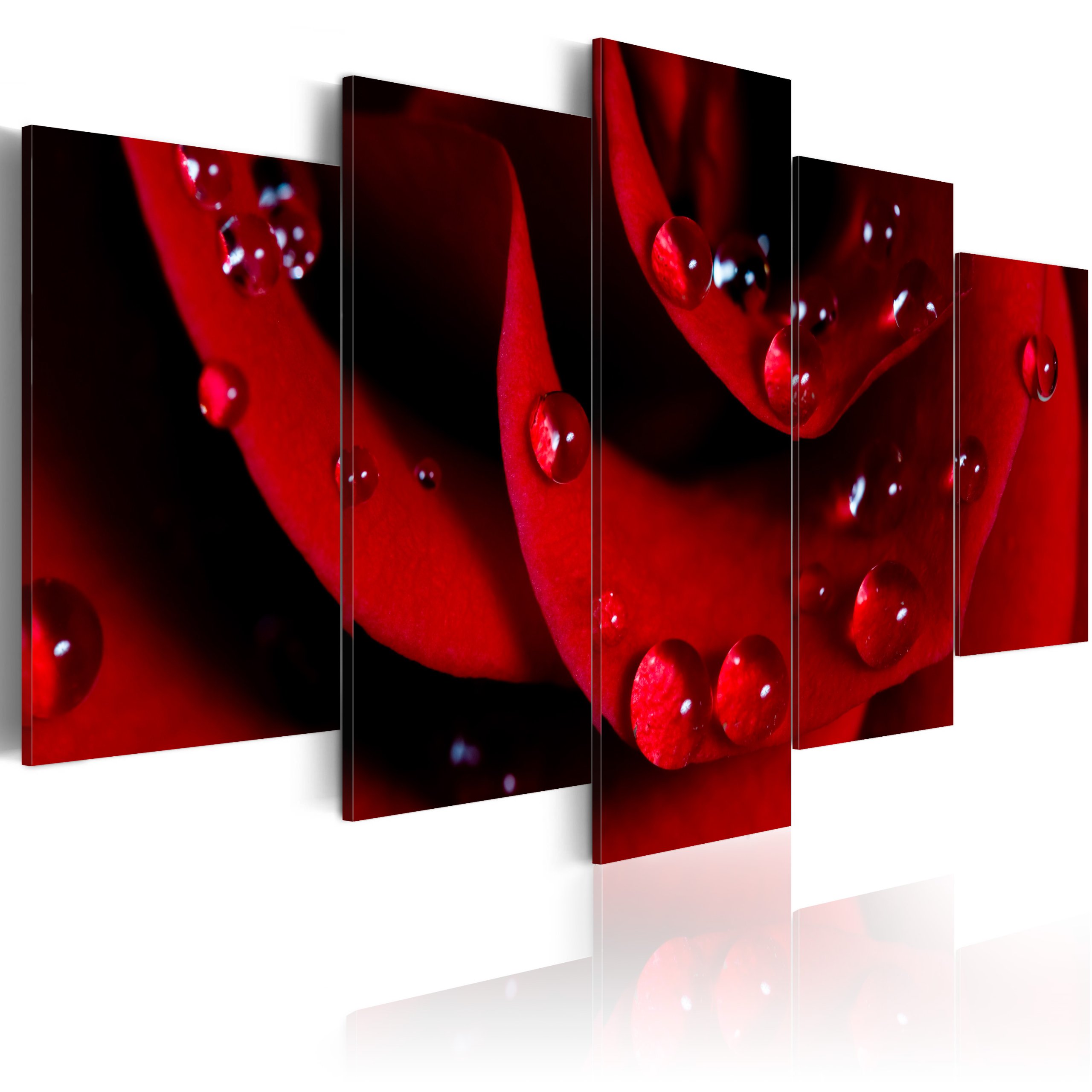 Red Rose Floral Canvas Wall Art - Large 5 Panel Modern Flower Painting for Living Room, Bedroom & Office Decor | Home Interior Design Print