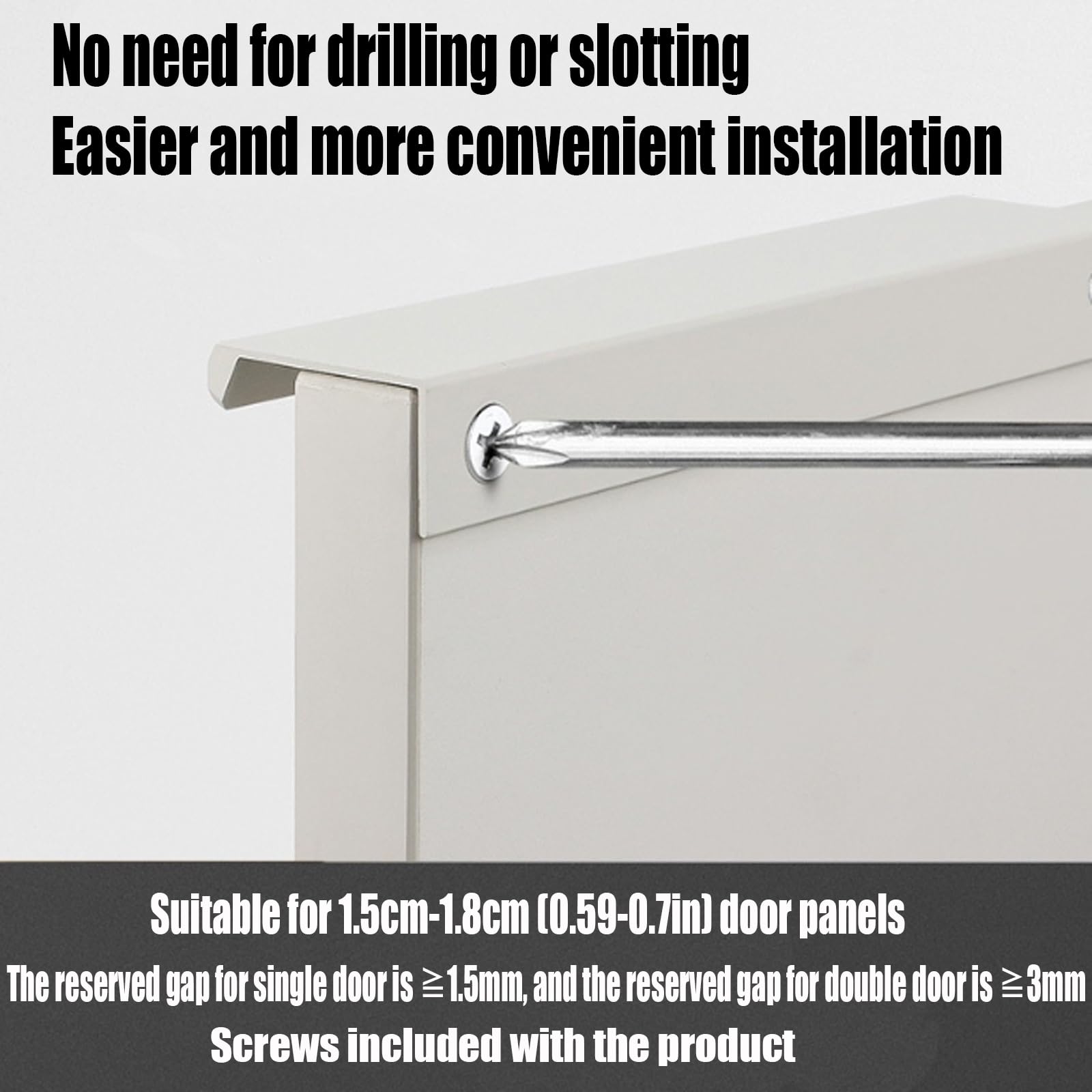 Modern Invisible Aluminum Alloy Concealed Kitchen Cabinet Handles - 40cm/15.7in White Finger Edge Pull for Drawers, Wardrobes & Furniture - Perfect for Contemporary Kitchen & Home Renovation Projects