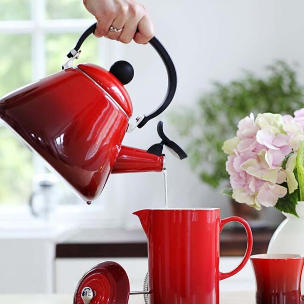 Le Creuset 1.6 Litre Enameled Cast Iron Kettle in Cherry Red - Perfect for Tea, Coffee & Kitchen Decor