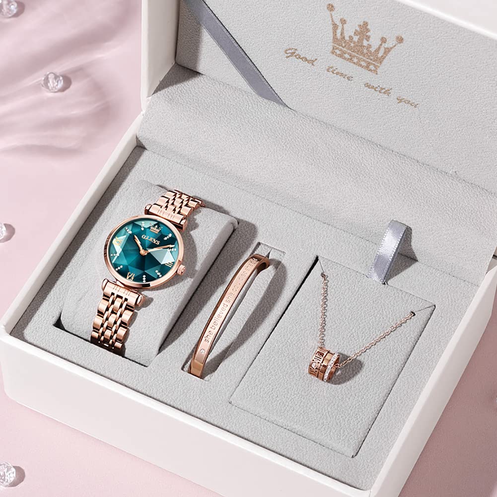 OLEVS Women's Watches - Japanese Quartz Movement, Rose Gold Stainless Steel Case, Crystal Accents, Waterproof Luxury Dress Watch for Women | Perfect for Office, Party & Everyday Wear