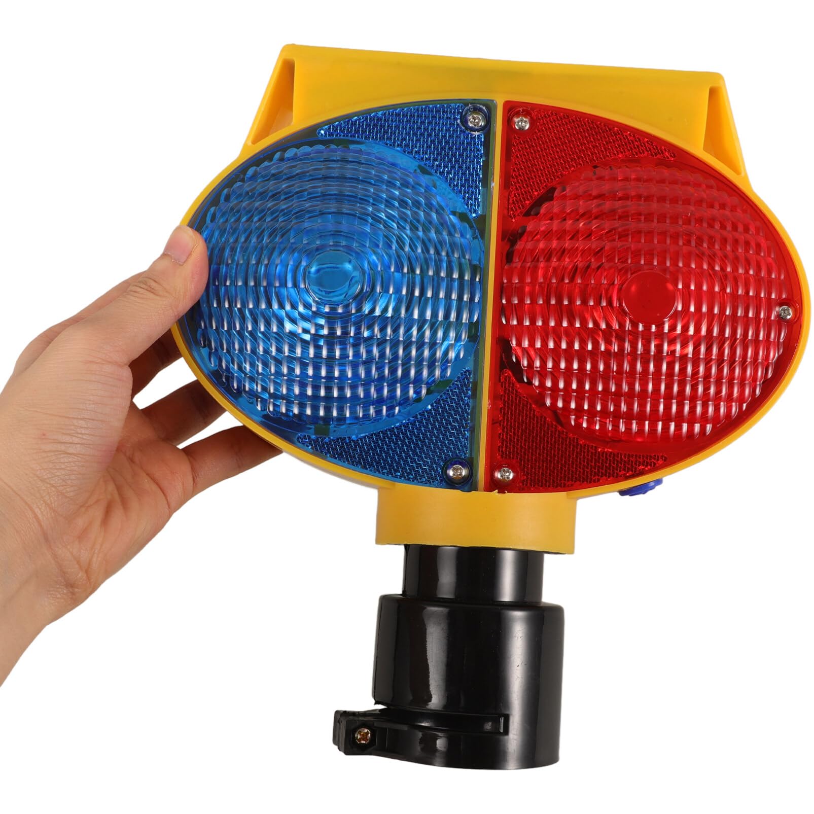 CLISPEED Solar Strobe Warning Light - Flashing Safety Light with Clamp for Road Barricades, Construction Zones & Emergency Scenes | Weatherproof Solar-Powered Hazard Light for Traffic Control & Night Visibility