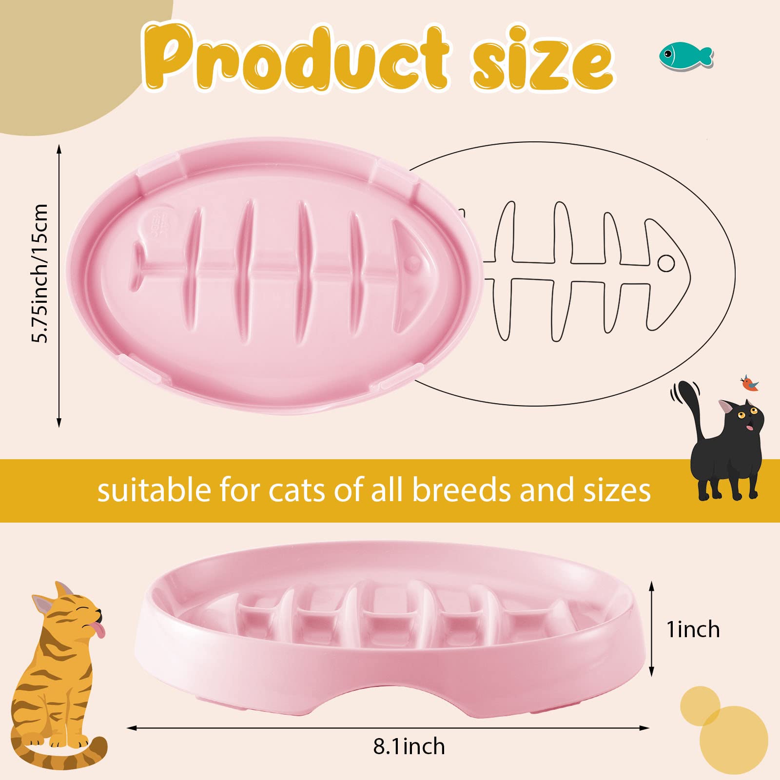 Maitys 2 Pack Slow Feeder Cat Bowl for Wet & Dry Food - Interactive Puzzle Feeder Dish for Kittens & Small Dogs - Anti-Gulping Pet Bowl to Prevent Bloating & Indigestion (Pink & Green) - Perfect for Mealtime Enrichment & Digestive Health