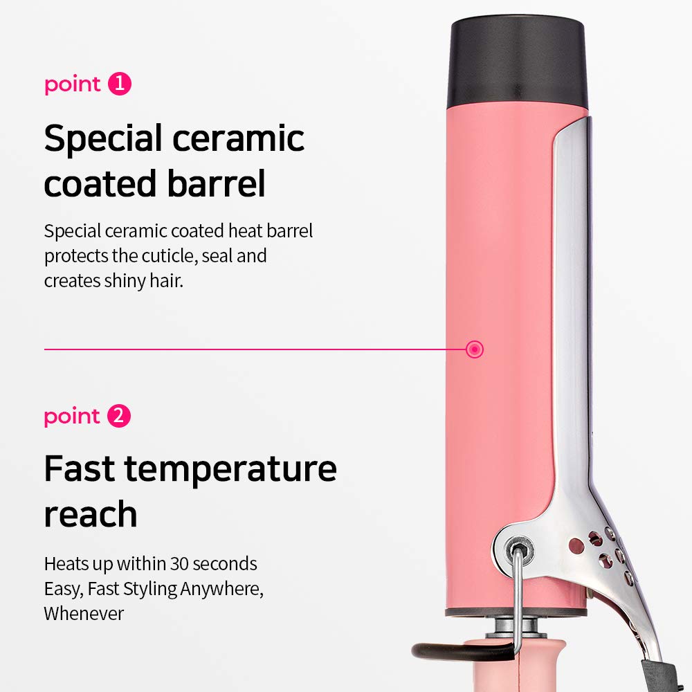 VODANA Professional GlamWave 1.6 Inch (40mm) Ceramic Curling Iron with Heat Resistant Mat & Pouch - Pink | Salon-Quality Hair Styling Tool for Waves & Curls | Perfect for Home Use, Travel & Professional Styling