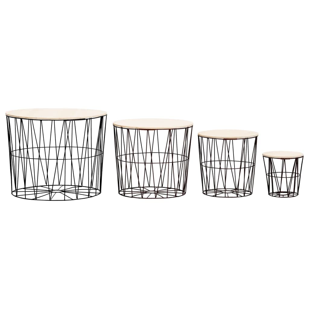 Modern 4-Piece Black Coffee Table Set - Stylish & Durable Living Room Furniture for Home Decor, Family Gatherings & Entertainment Spaces