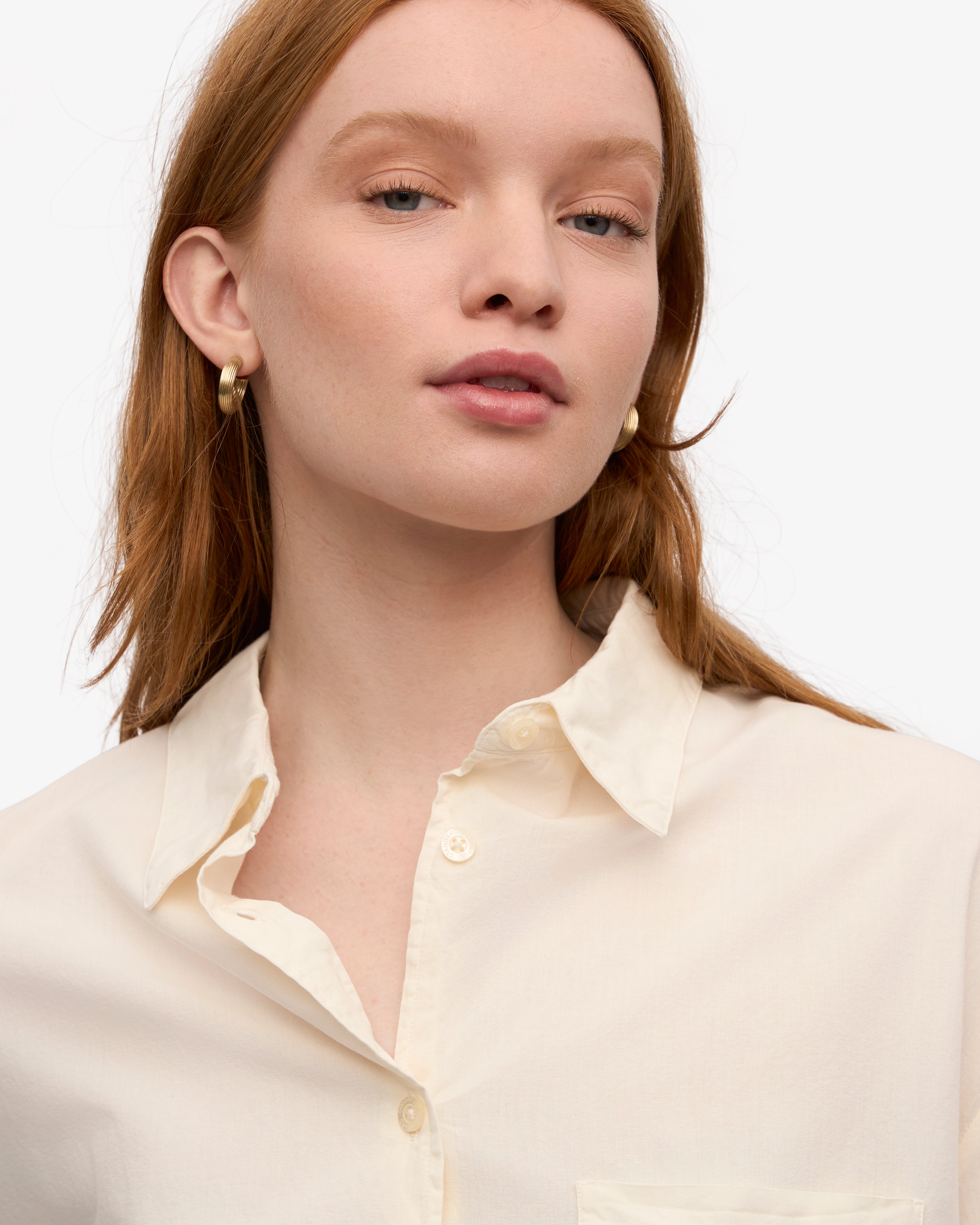 Organic Cotton Oversized Button-Down Shirt for Women - Ivory White - Loose Fit Casual & Workwear - Perfect for Office, Travel and Weekend Outings
