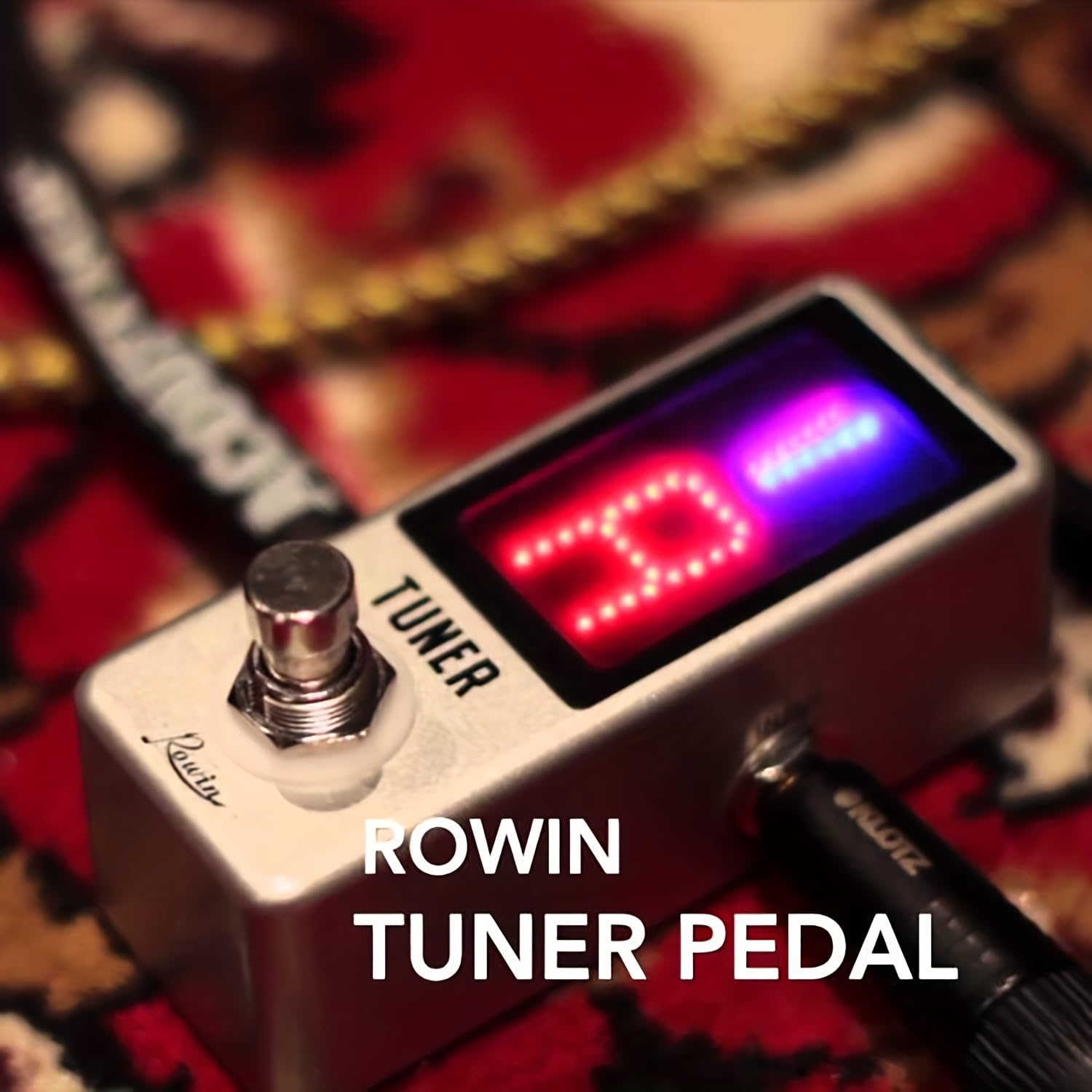 Rowin LT-910 Chromatic Guitar Tuner Pedal - True Bypass, LED Display, Compact Design | Accurate Tuning for Electric & Bass Guitars | Perfect for Live Performances & Studio Recording
