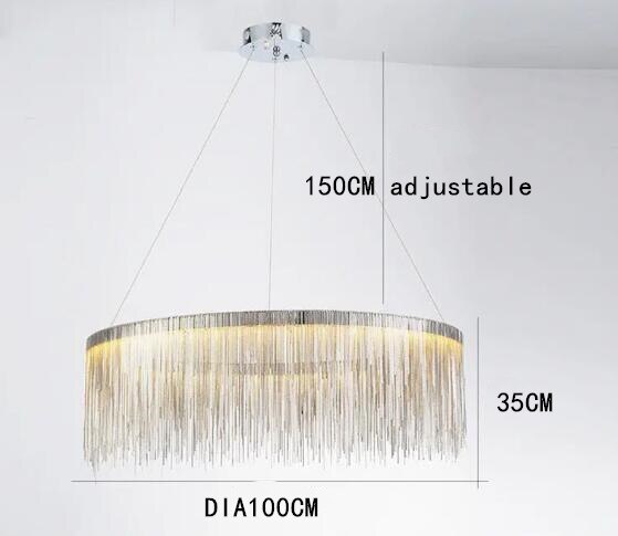 Modern Chain LED Chandelier for Living Room - Dimmable Hanging Light Fixture with Adjustable Height for Dining Room, Bedroom, or Entryway
