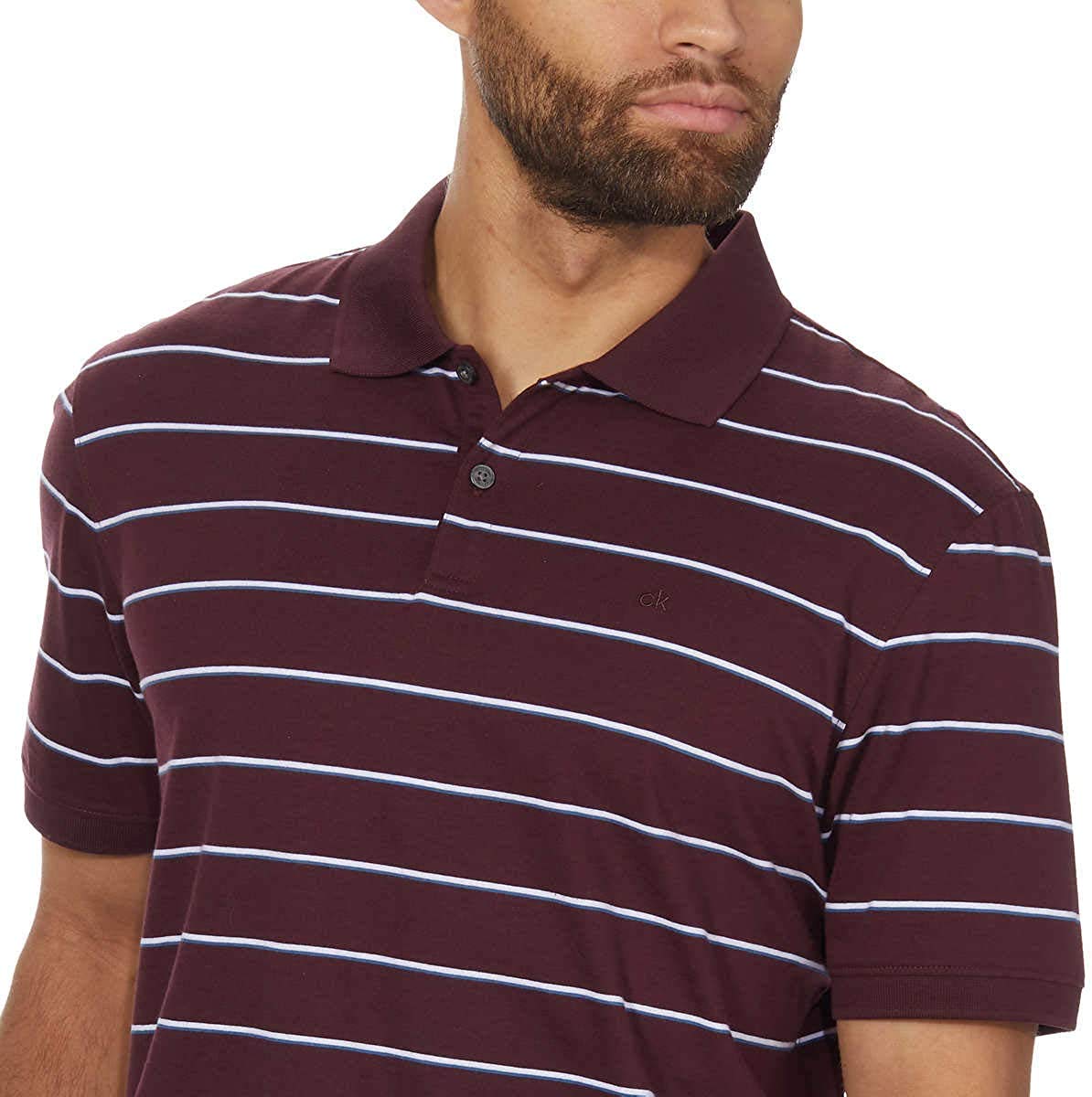 Calvin Klein Men's Liquid Touch Cotton Polo Shirt - Soft & Comfortable Casual Wear (Raspberry Chocolate, Large) | Perfect for Office, Golf & Everyday Outfits