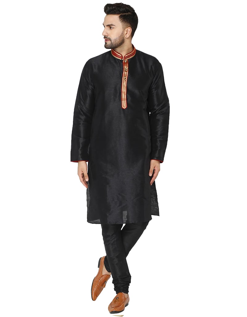 Black Kurta Dhupion Silk Chudidaar - Elegant Indian Traditional Outfit for Women | Perfect for Weddings, Festivals & Special Occasions
