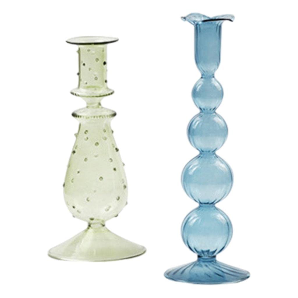 2-Pack Glass Candle Holders - Elegant Home Decor for Bedroom, Wedding, Living & Dining Room - Perfect for Romantic Dinners, Holiday Decorations and Cozy Ambiance