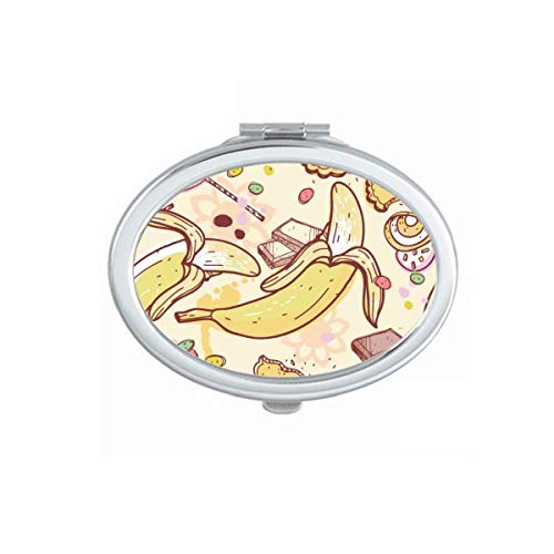 DIYthinker Banana Fruit Illustration Colorful Pattern Portable Folding Mirror - Double Sided Hand Mirror for Makeup, Travel & Home Decor | Compact Vanity Mirror for Purse, Gym Bag & Dorm Room