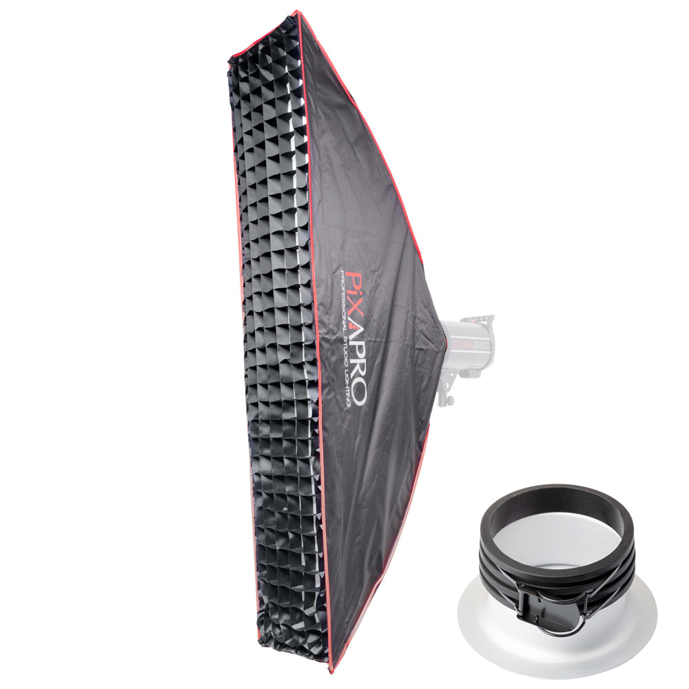 30x140cm (11.8x55.1in) Quick Install Strip Softbox with 4cm Honeycomb Grid - Perfect for Product Photography, YouTube Videos & Studio Lighting
