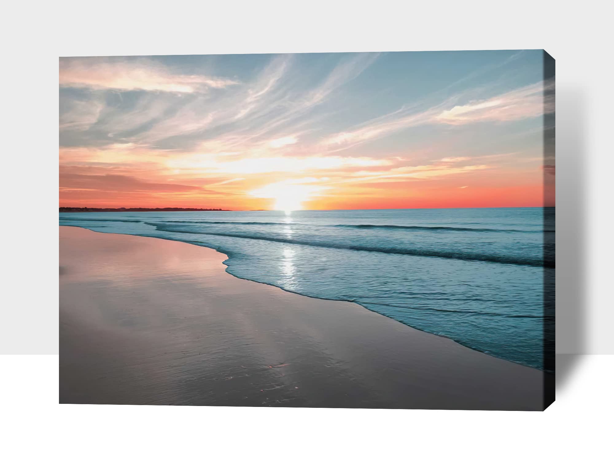 GUTTATY Framed Beach Wall Art Canvas - Ocean & Coastal Scenery Print for Home Decor, Ready to Hang Living Room Wall Art (32x48 Inches) - Perfect for Beach House, Coastal Decor & Vacation Home Style