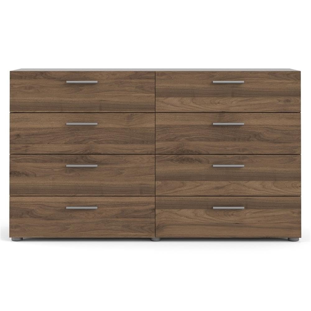 Pemberly Row 8-Drawer Double Dresser in Walnut - Solid Wood Bedroom Furniture for Storage & Organization | Perfect for Master Bedroom, Guest Room & Nursery