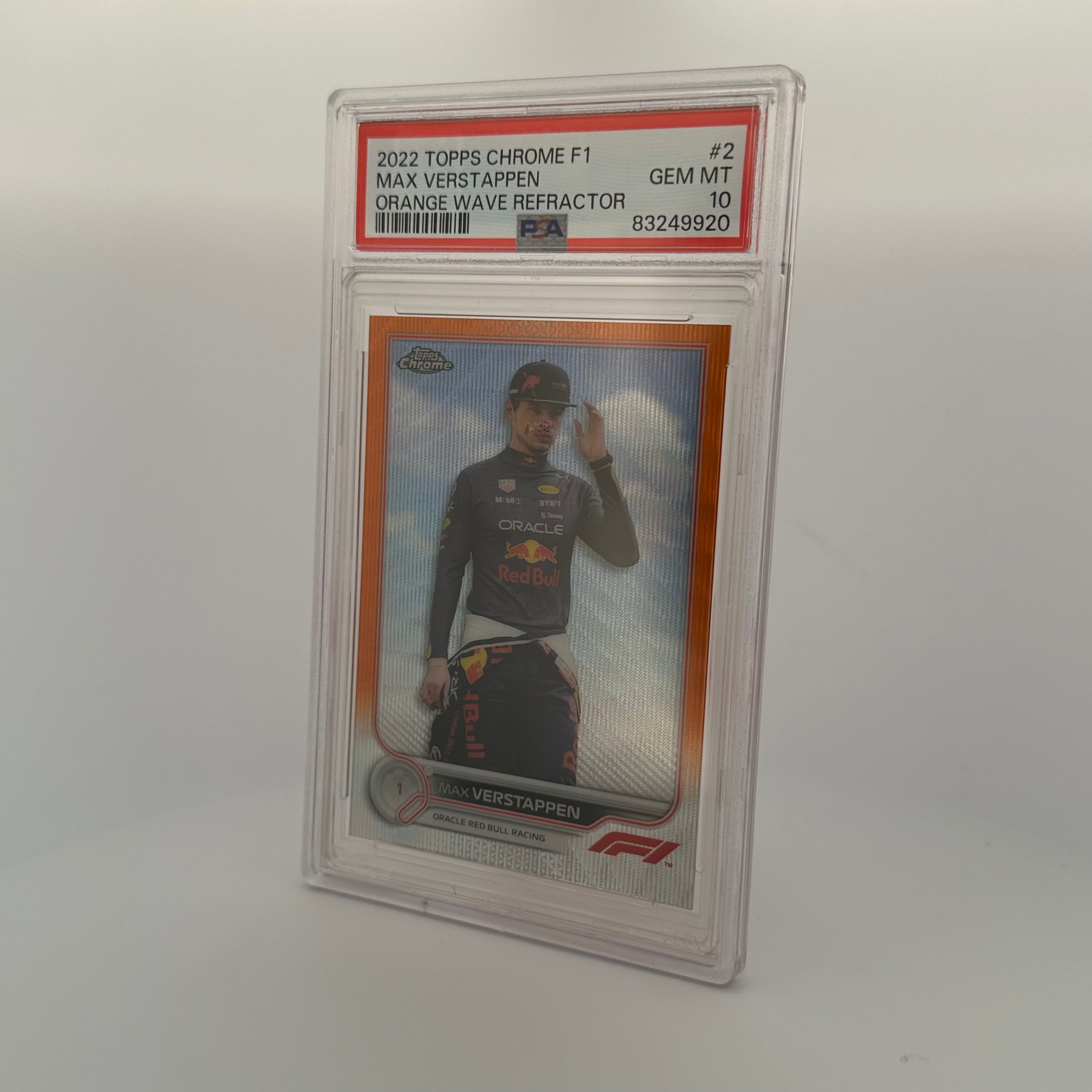 PSA 10 23/25 Max Verstappen #2 Orange Wave Refractor - Rare F1 Trading Card for Collectors & Motorsport Fans - Perfect for Display, Investment & Racing Memorabilia Collections