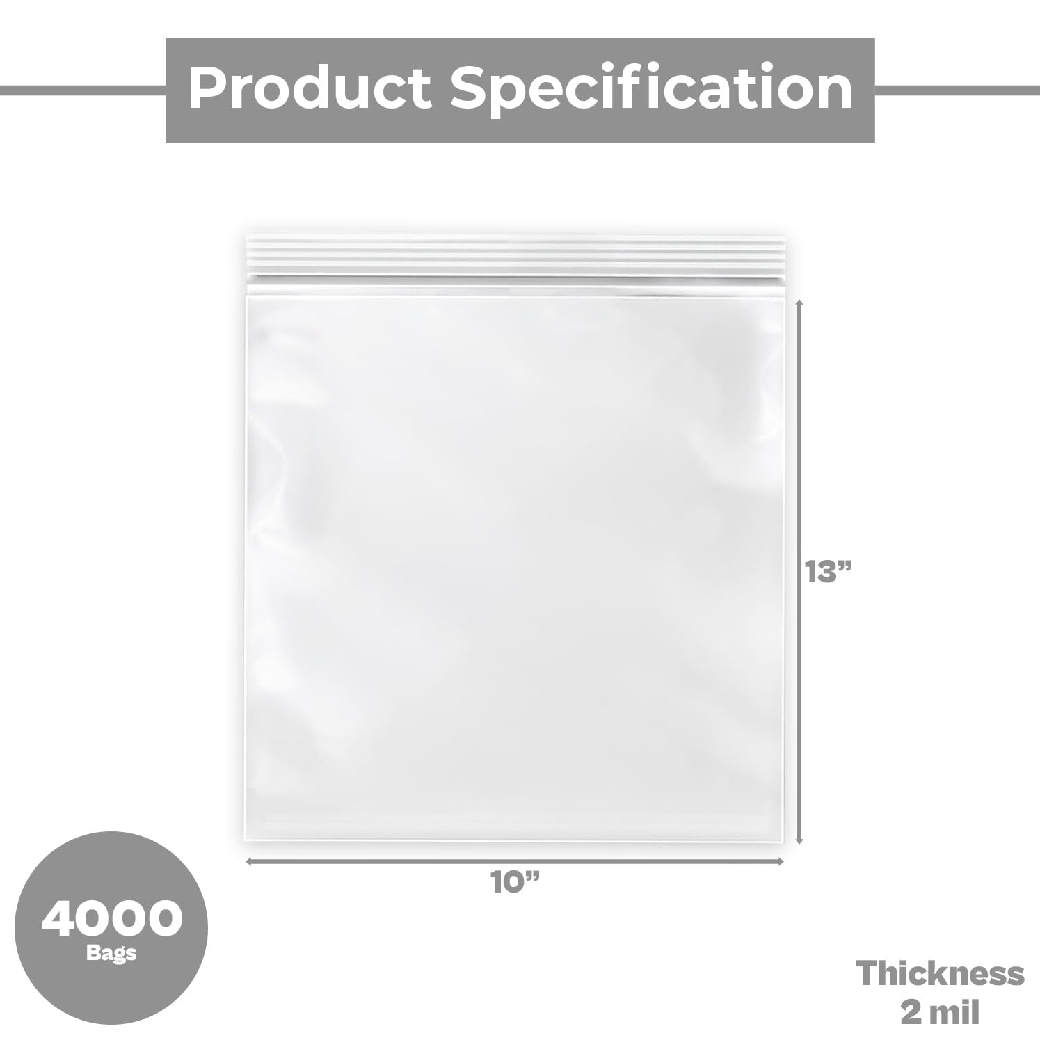 MMBM 10x13 Inch Reclosable Zipper Bags - 4000 Pack of 2 Mil Clear Plastic Storage Bags | Durable & Lightweight Zip Lock Bags for Organizing Small Parts, Crafts, Jewelry, Office Supplies & More | Perfect for Home, Workshop & Retail Use