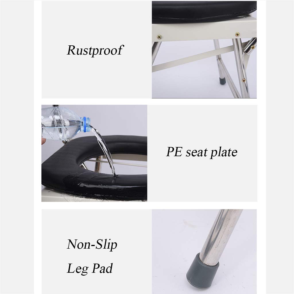 Foldable Commode Shower Chair - Pregnant & Bariatric Toilet Seat with Comfort Cushion & Non-Slip Legs, Tool-Free Assembly - Ideal for Elderly Care, Post-Surgery Recovery & Bathroom Safety