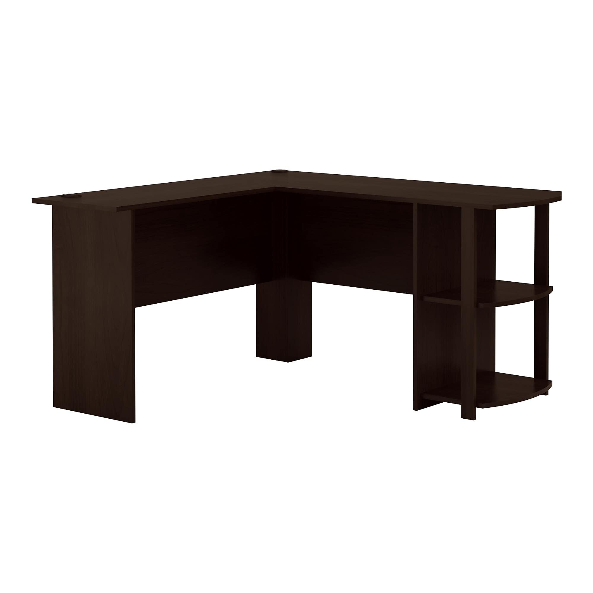 Ameriwood Home Dakota L-Shaped Desk with Bookshelves - Espresso Finish Computer Desk for Home Office, Gaming & Study - Space-Saving Corner Workstation with Storage