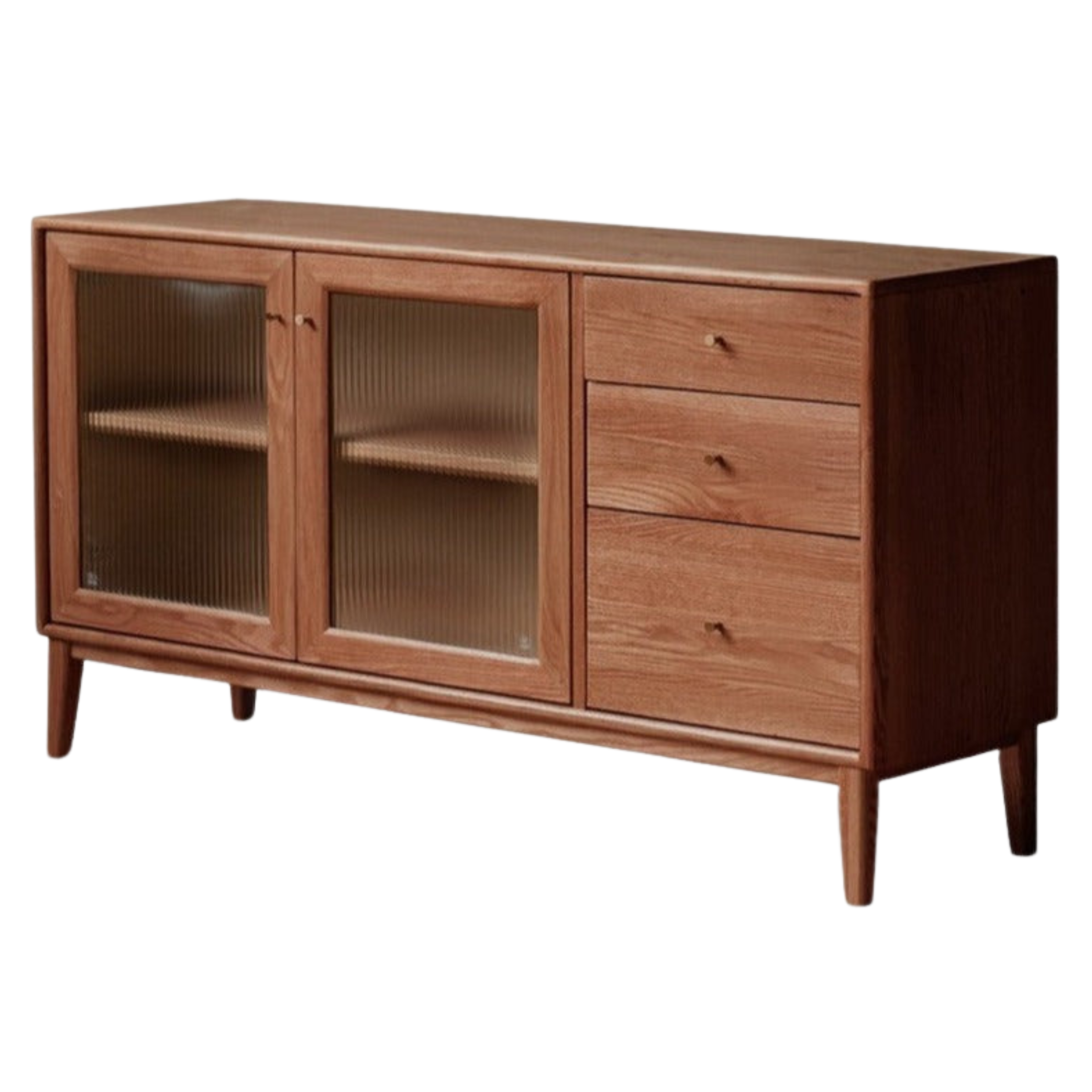 Solid Oak Wood Sideboard Buffet Cabinet - Rustic Dining Room Storage for Dishes, Linens & Entertaining Essentials