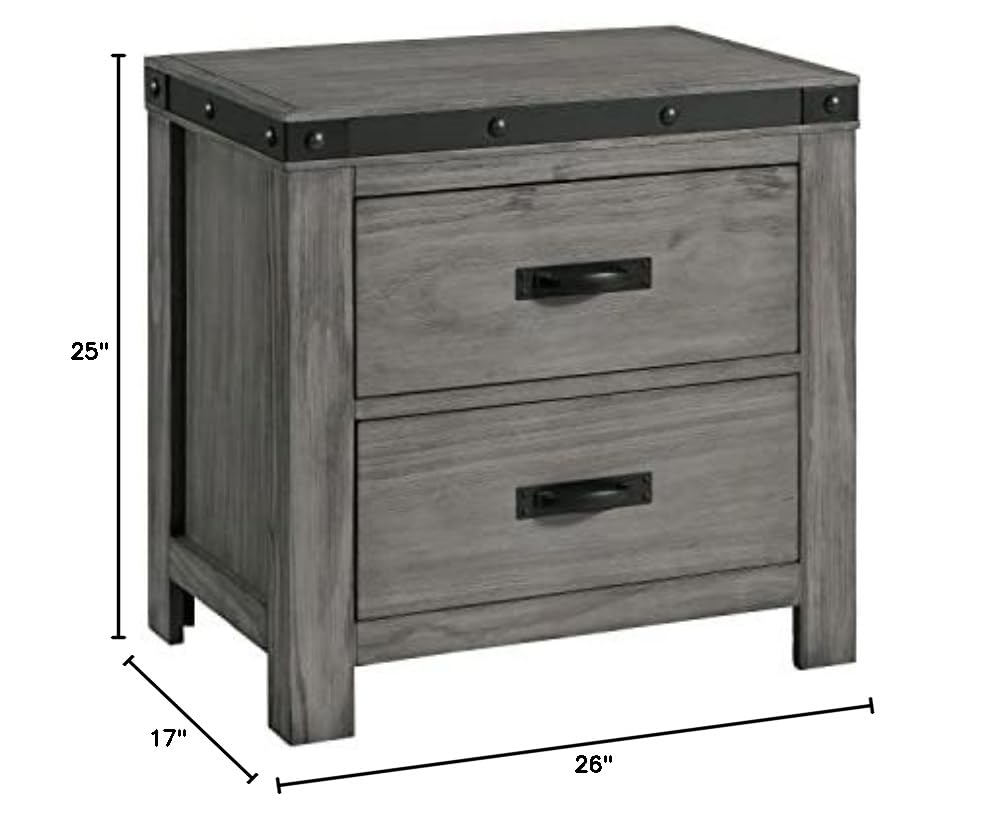 Picket House Furnishings Montauk 2-Drawer Nightstand - Solid Wood Bedside Table with Storage for Bedroom, Living Room & Guest Room - Perfect for Small Spaces & Home Decor