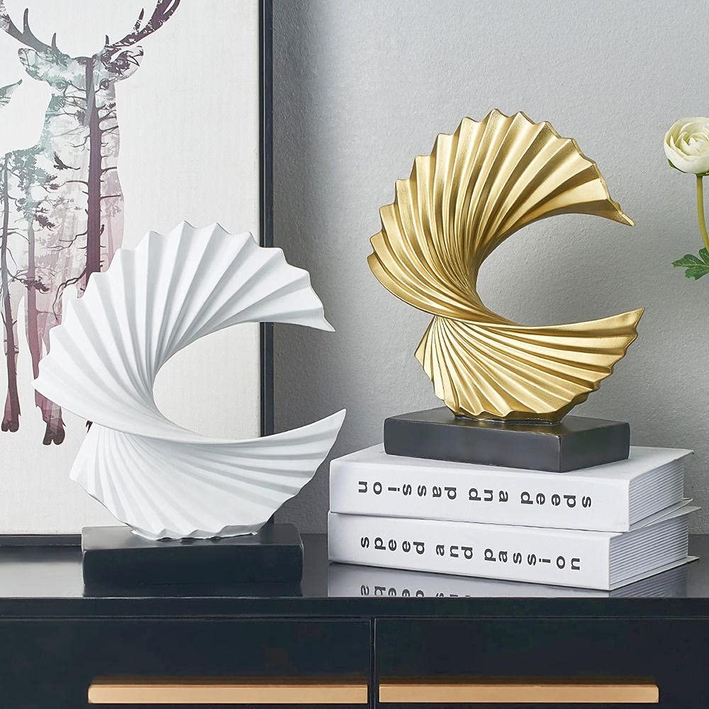 Modern Abstract Resin Sculpture for Home & Office Decor - Elegant White Decorative Sculptures, Room Ornaments & Interior Design Accents | Perfect for Living Room, Bedroom, Workspace & Gift Giving