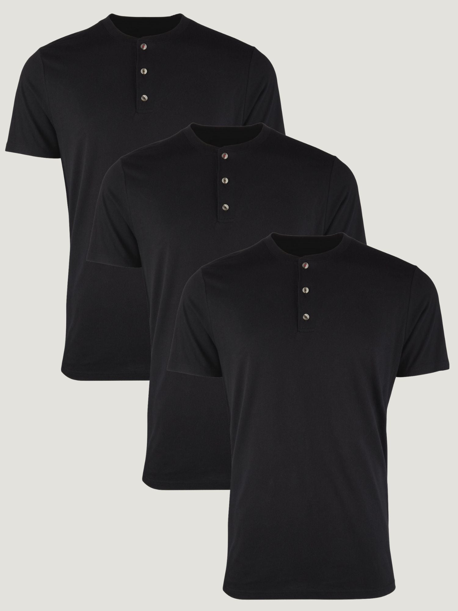 Men's Black Short Sleeve Henley Shirt 3-Pack - Soft Cotton Casual Tees for Everyday Wear, Work & Weekend Outfits