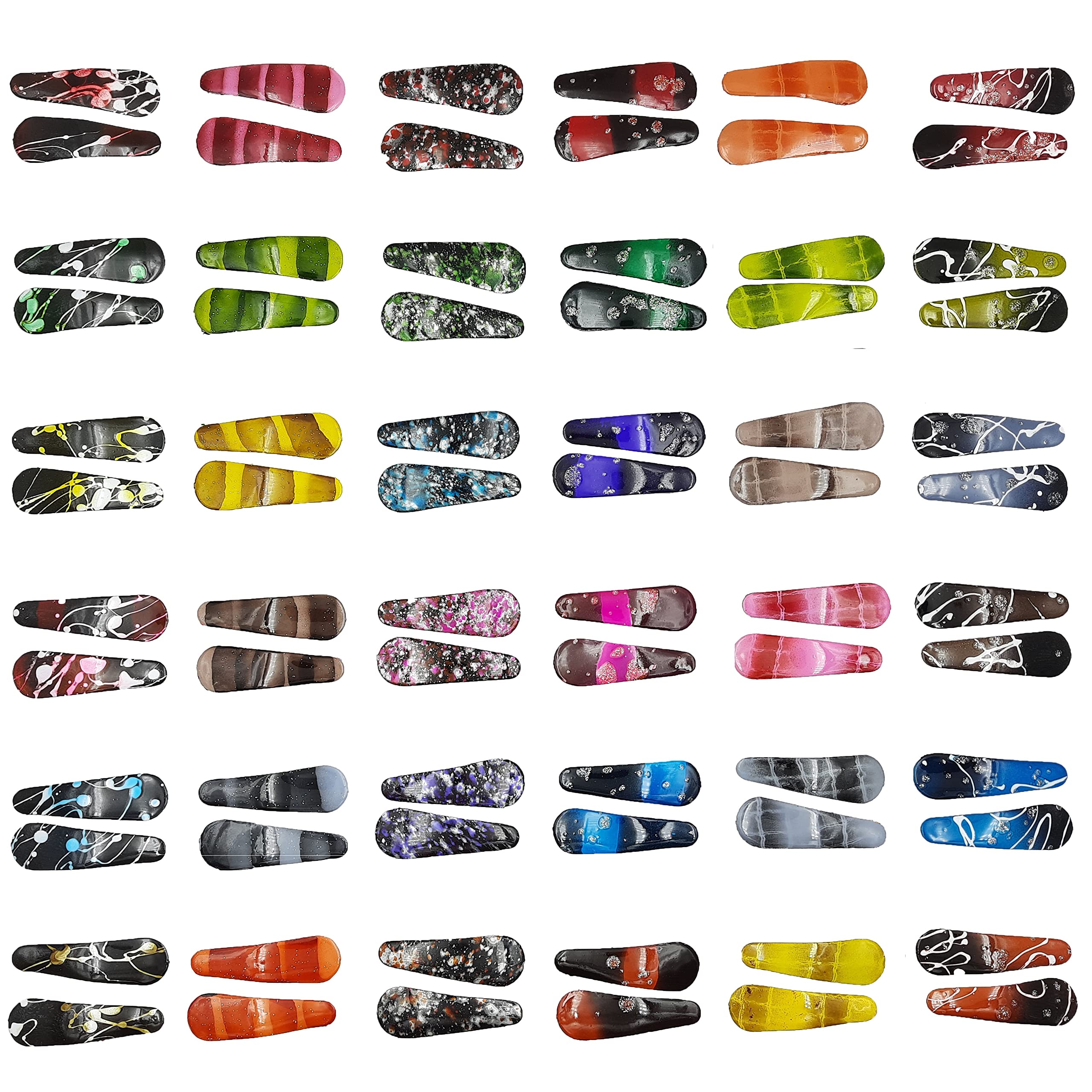 72 Pcs No Slip Metal Snap Hair Clips for Women Teens & Kids - Colorful Leopard Print & Cartoon Design Barrettes - Cute Hair Accessories for School, Party & Daily Use (Karki Fusion)