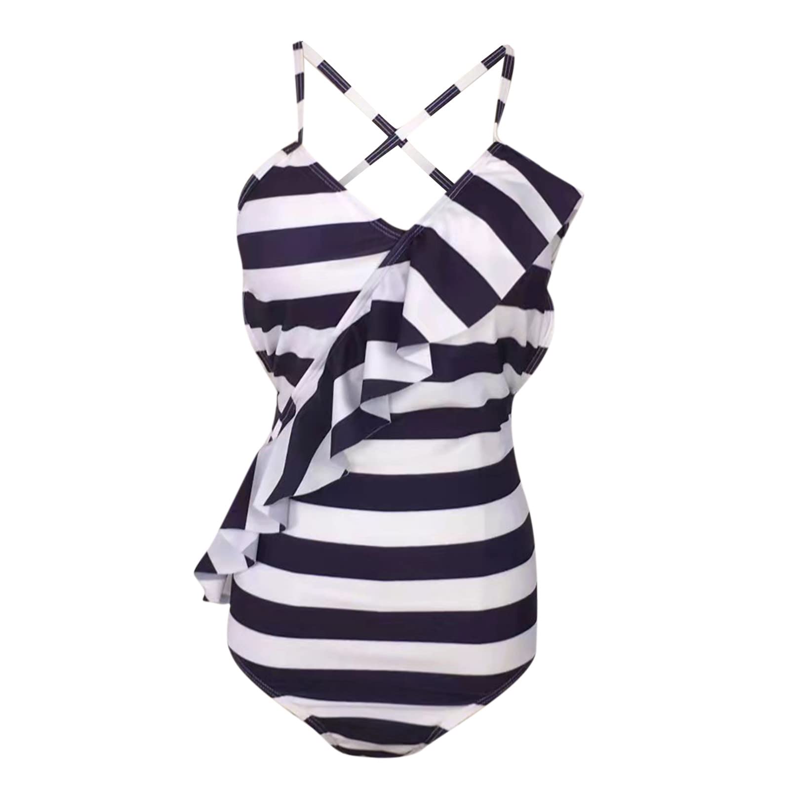 Women's Ruffle One Piece Swimsuit - Halter Front Tie Knot High Neck Bathing Suit for Beach, Pool & Vacation | Flattering Swimwear for Summer