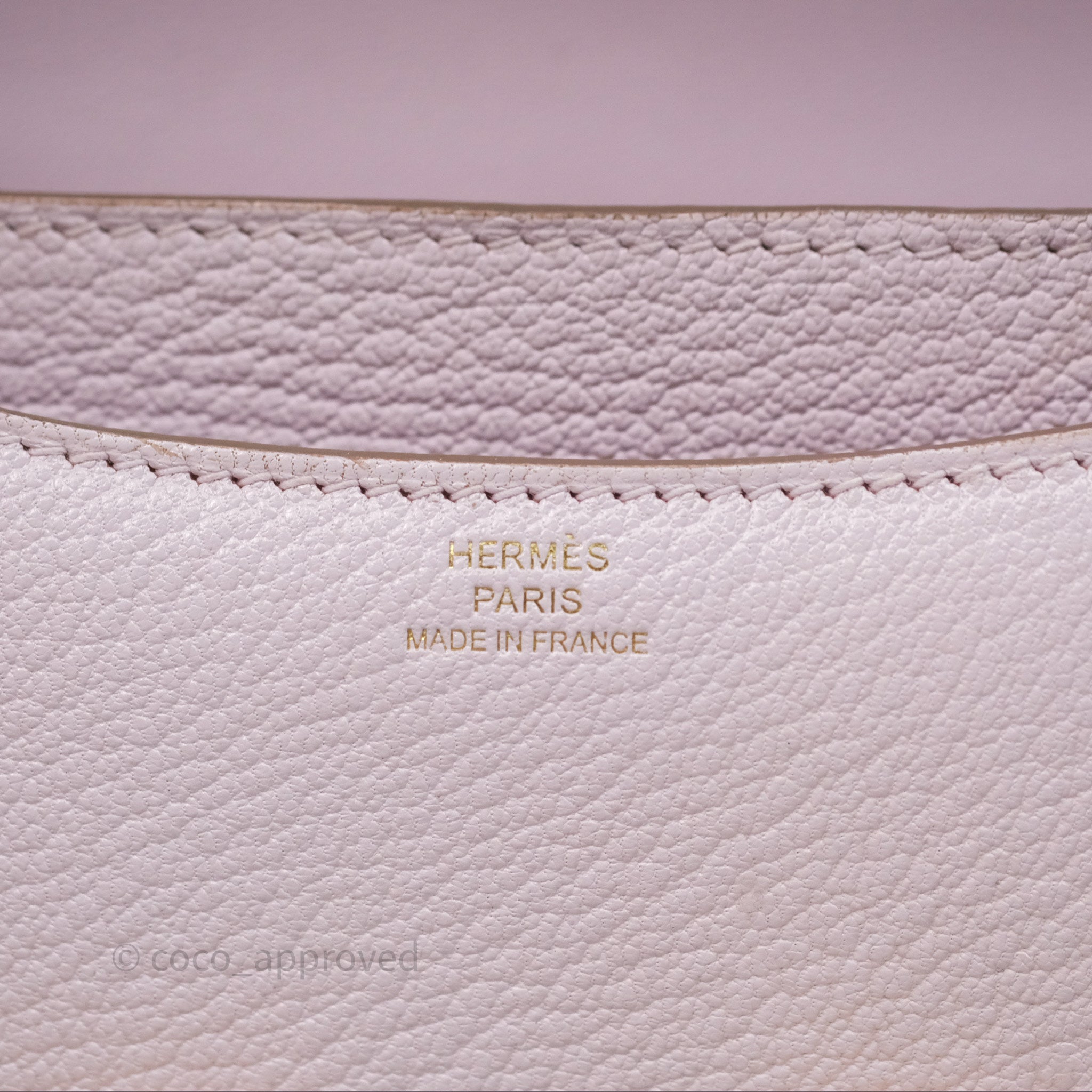 Hermès Constance Mini 18cm Bag in Mauve Pale Chevre Mysore Leather with Rose Gold Hardware - Luxury Crossbody Purse for Women, Perfect for Date Night & Special Occasions