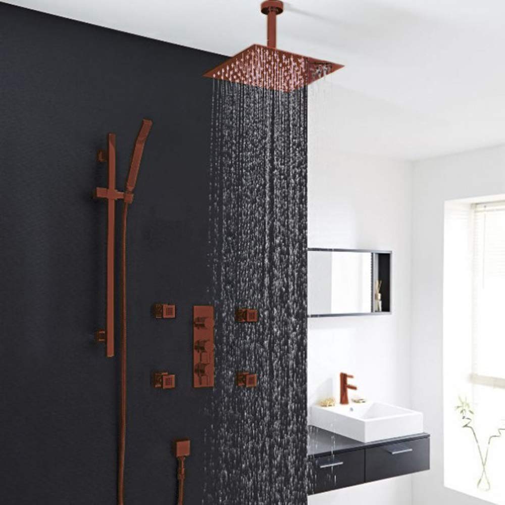 Luxury 4 Jetted Body Massage Shower System with Rainfall Shower Head & Handheld Shower - Adjustable Stainless Steel Shower Set with 5-Year Warranty (20