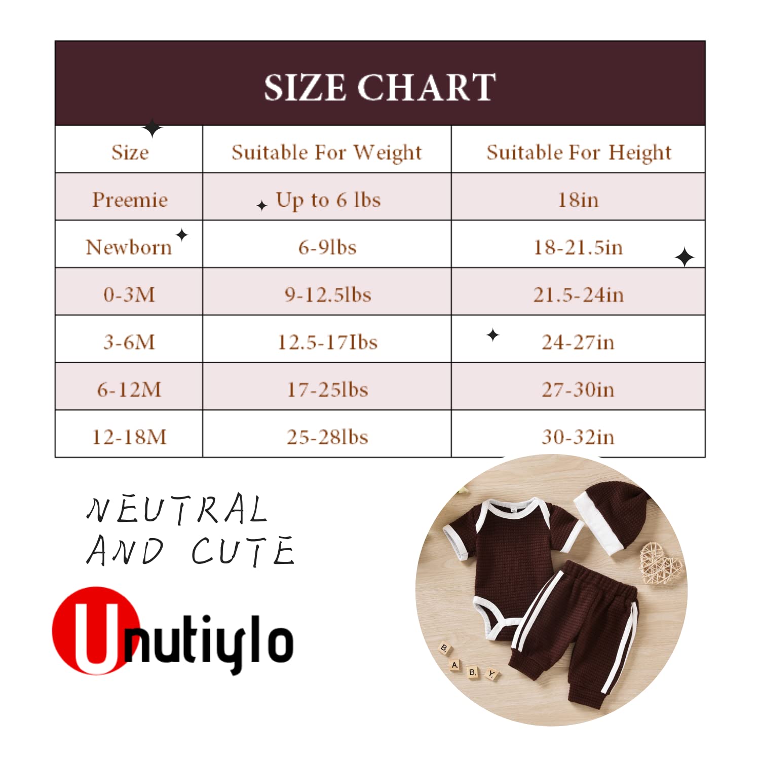 Unutiylo Unisex Preemie Baby Clothes - Waffle Romper & Pants Set for Newborn Boys & Girls | Soft Short Sleeve Outfits for Hospital, Home & Photo Shoots