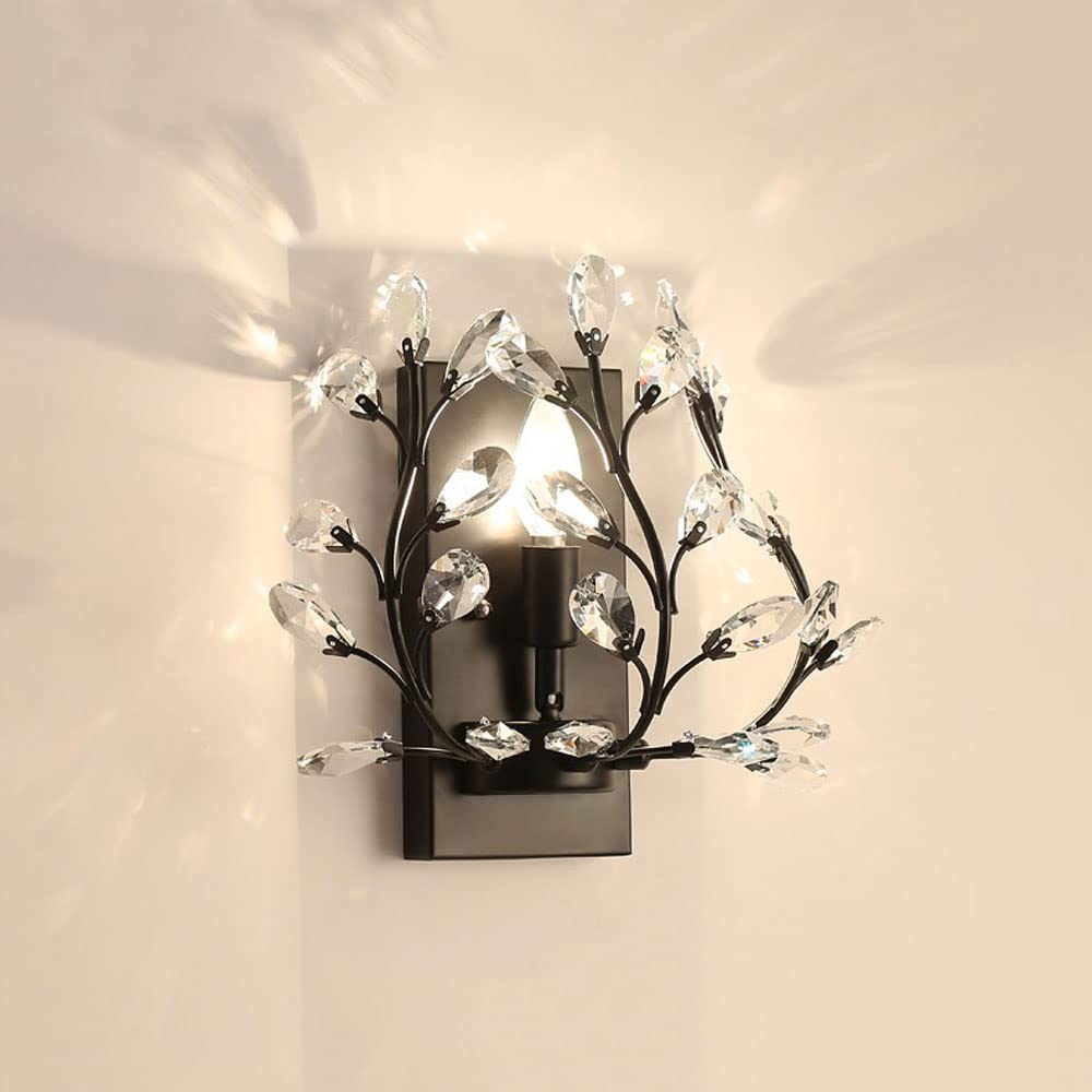 Modern Crystal Wall Sconce - Elegant Indoor Wall Mounted Lighting Fixture for Living Room, Bedroom & Dining Room Decor - E14 Socket Lamp for Cozy Ambiance & Stylish Home Illumination