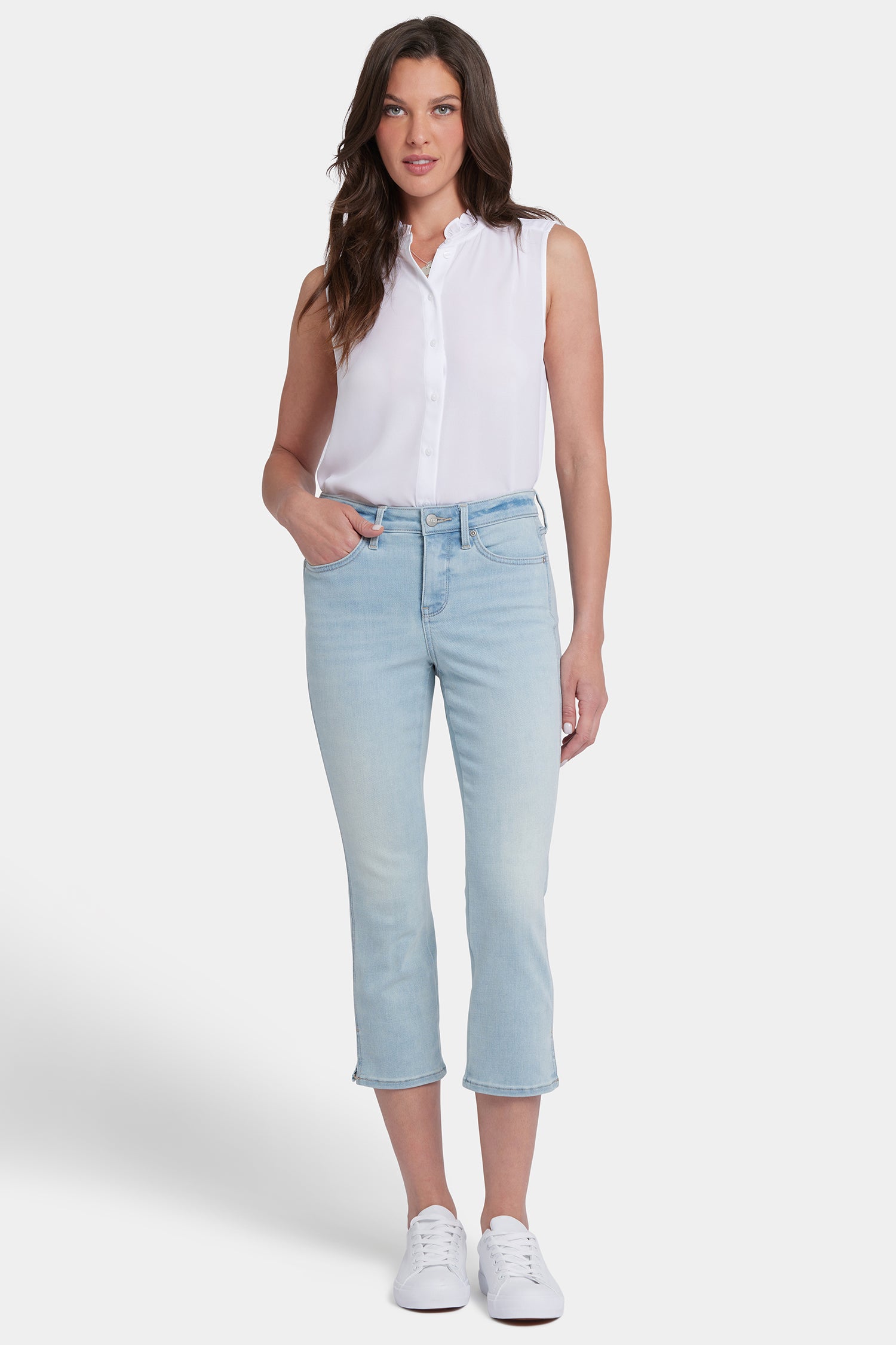 Chloe Capri Jeans for Women - High Waisted Stretch Denim Pants | Pamplona Ice Wash | Casual & Comfortable Summer Style for Outings, Travel & Everyday Wear