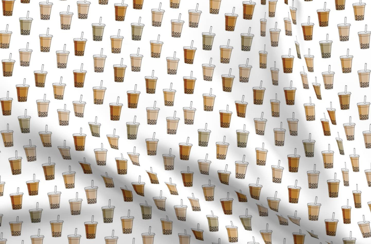 Bubble Tea & Matcha Sweets Printed Chiffon Fabric Fat Quarter - DIY Sewing for Fashion Apparel, Dresses & Home Decor - Perfect for Quilting, Crafts & Decorative Pillows