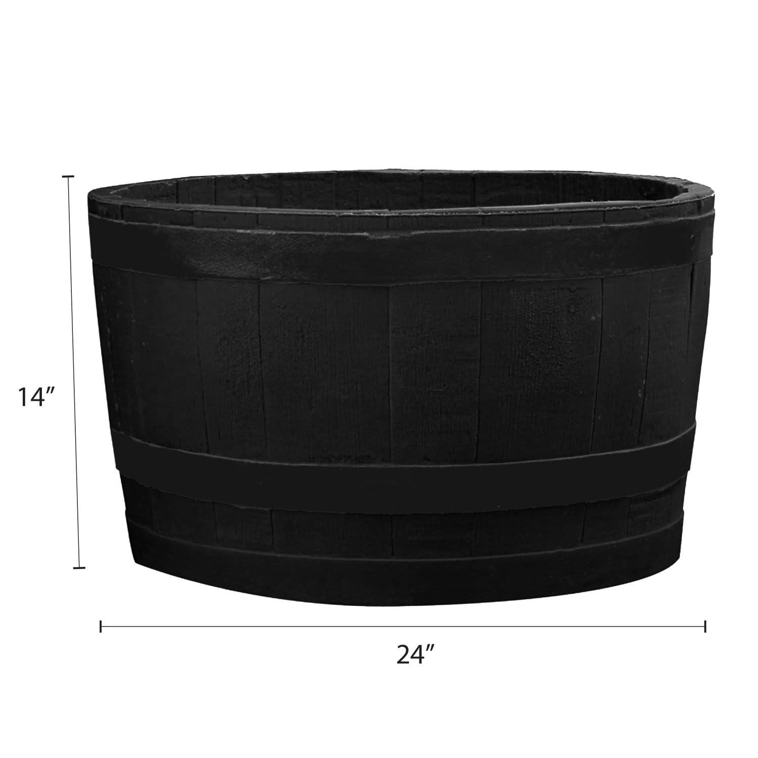 Premium Black Polyethylene Whiskey Barrel Planters (2-Pack) - Durable Indoor/Outdoor Garden Decor for Patio, Deck, or Home Gardening | Perfect for Flowers, Herbs & Succulents